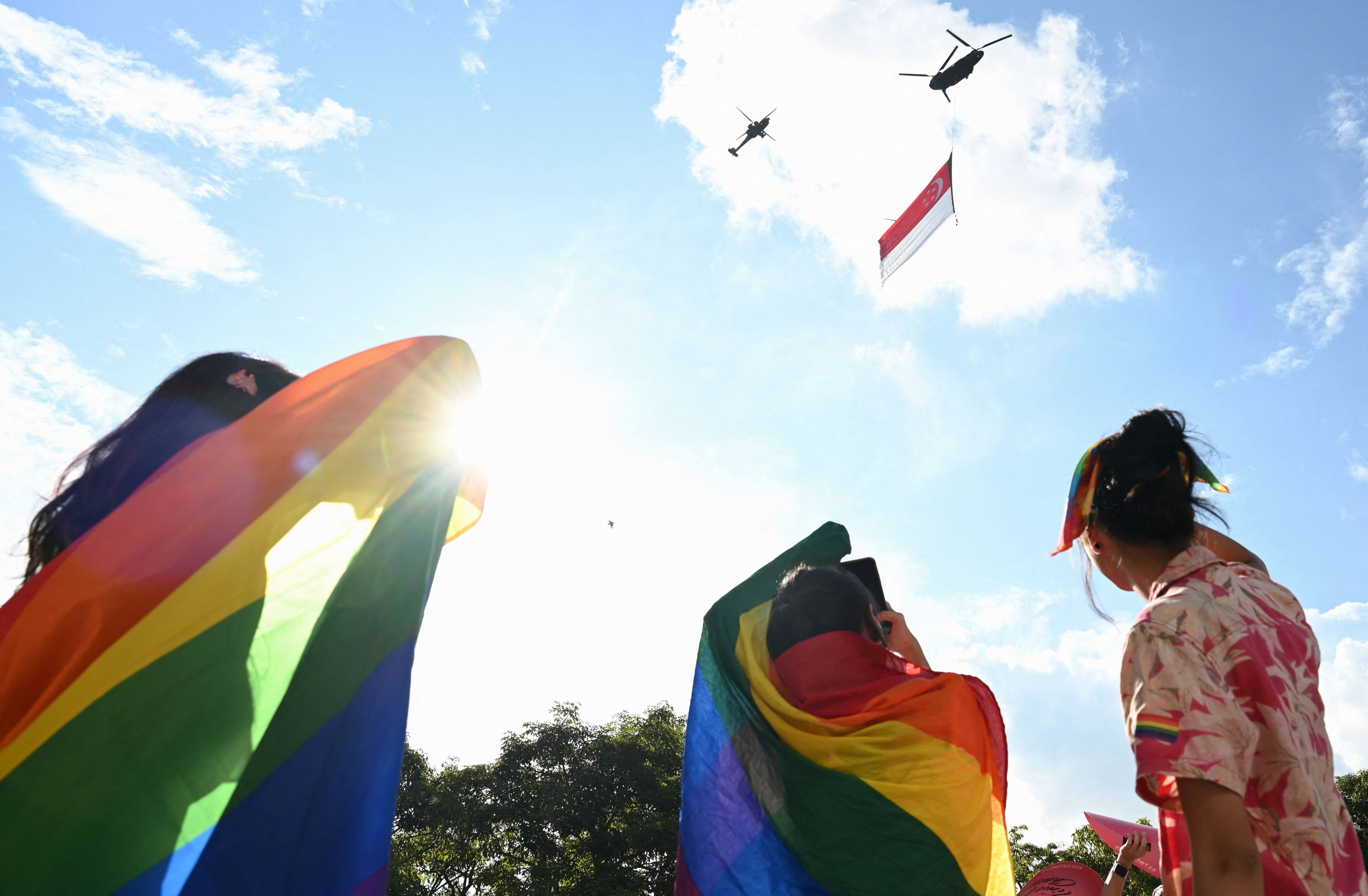 Supporters attend the annual Pink Dot event in a public show of support for the LGBTQ community at Hong Lim Park in Singapore on June 18. Photo: AFP