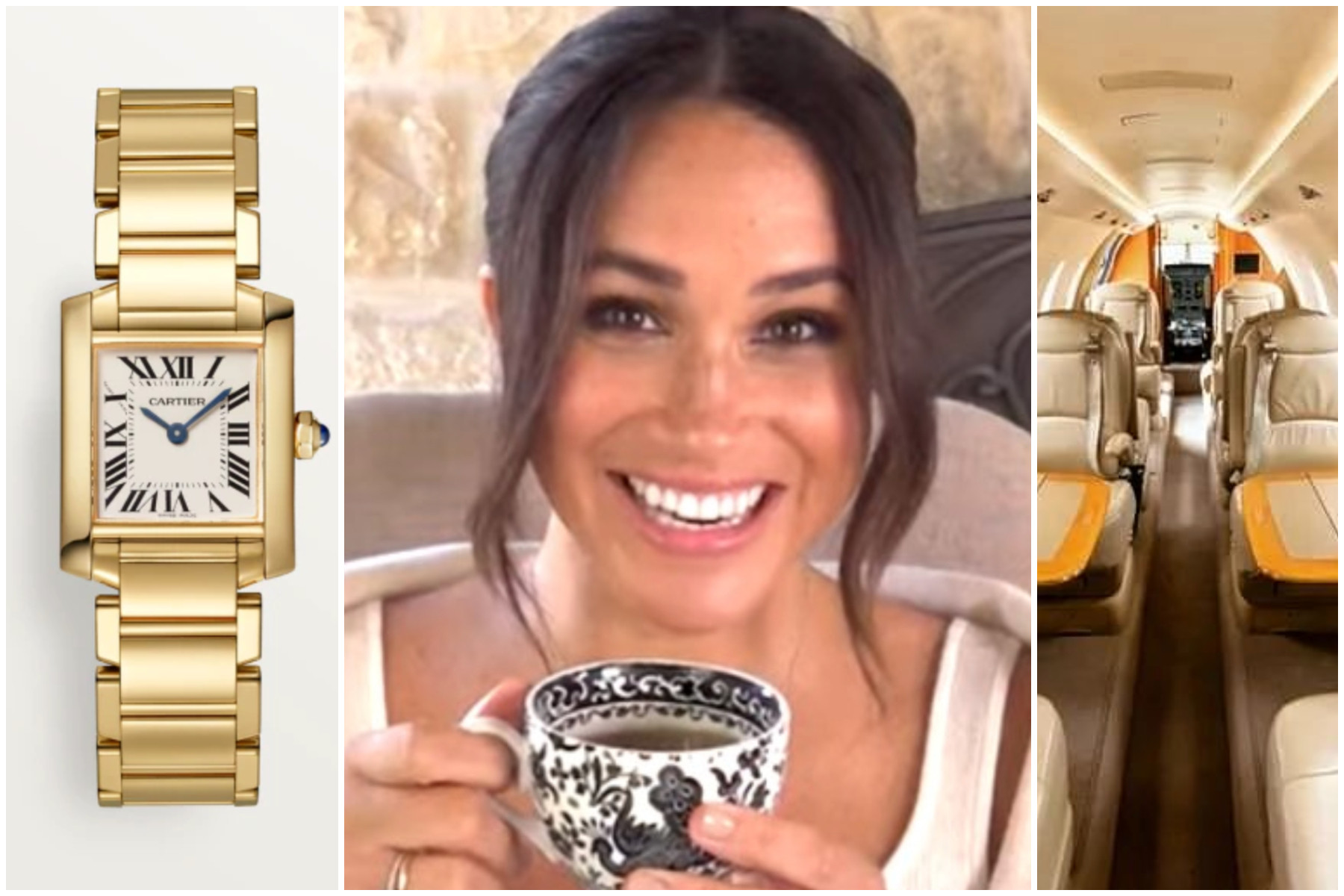 Meghan Markle sure knows how to live the high life, spending on Cartier and private jet travel. Photos: Cartier; @archewell_hm, @jetoptions/Instagram