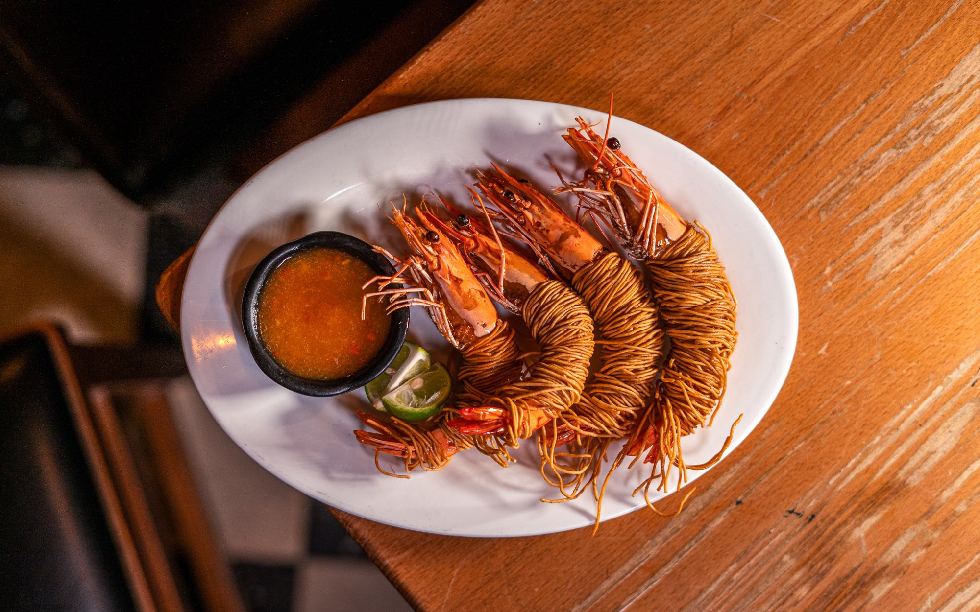 Balisi’s dish of crispy noodle-wrapped prawns is available at Alvy’s until September 18. Photo: Alvy’s pizzeria