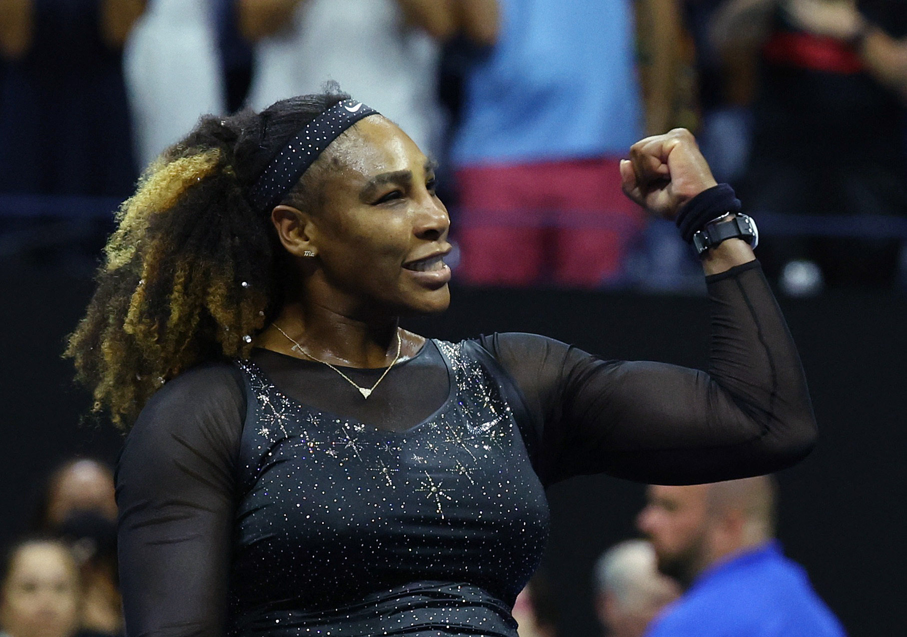 Serena Williams U.S. celebrates after winning her US Open second-round match against Anett Kontaveit. Photo: Reuters