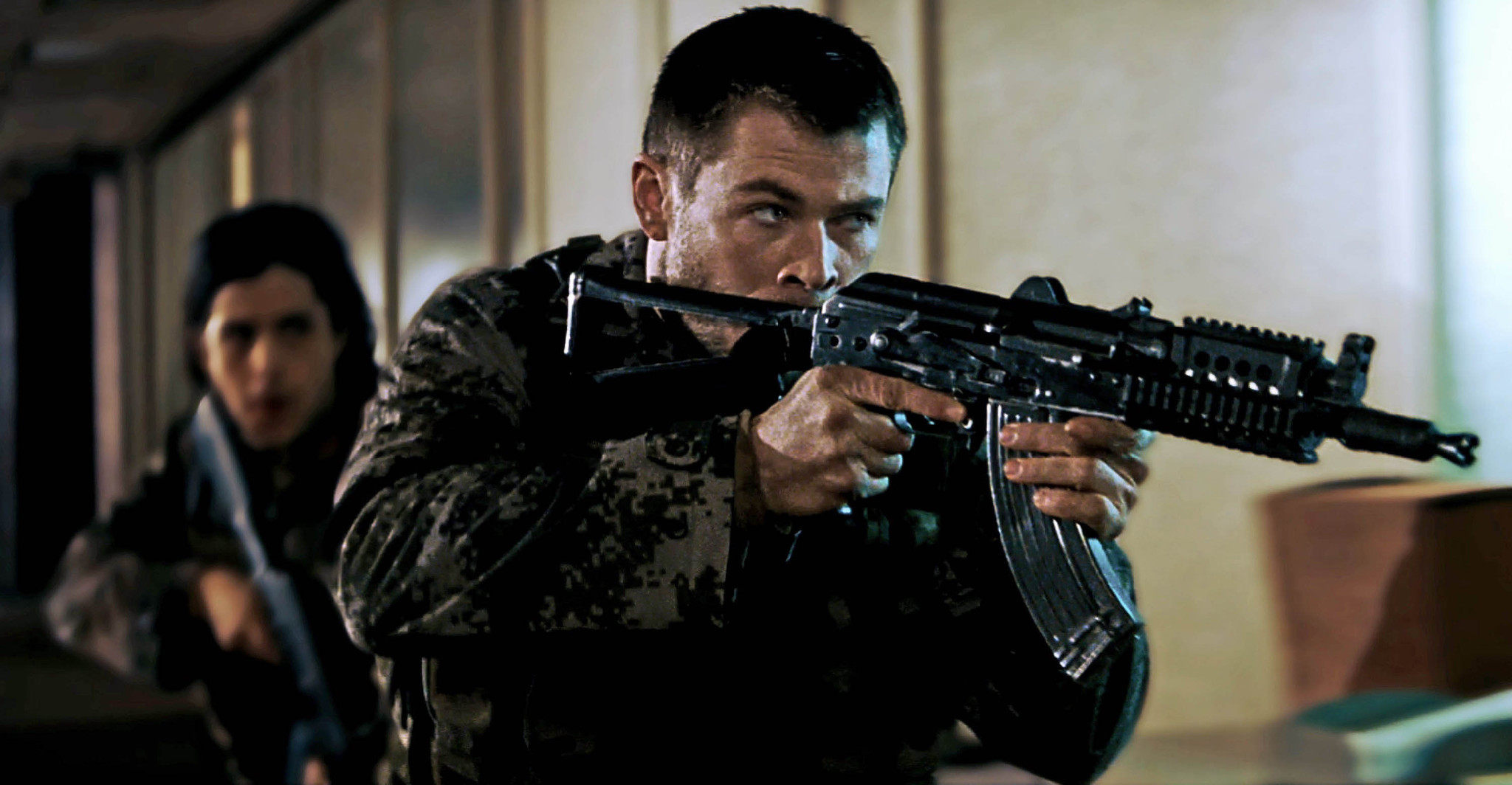 Chris Hemsworth in a still from Red Dawn (2012).