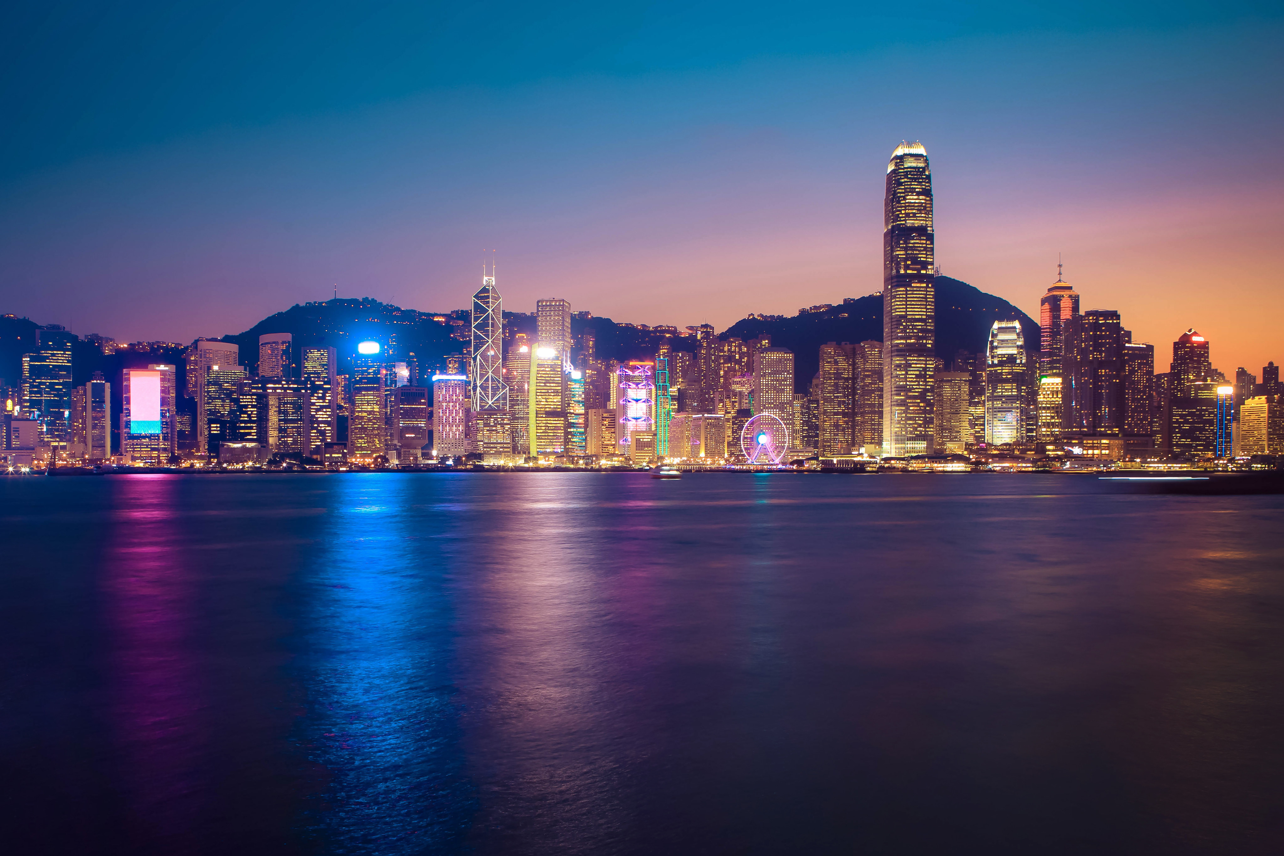 Hong Kong night skyline, Hong Kong view from Victoria Harbour. Photo: Shutterstock