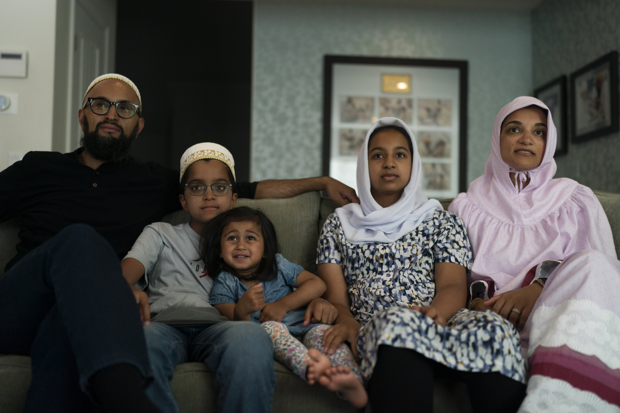 The Zakir family watch an episode of Ms Marvel in Anaheim, California, on July 8. Photo: AP