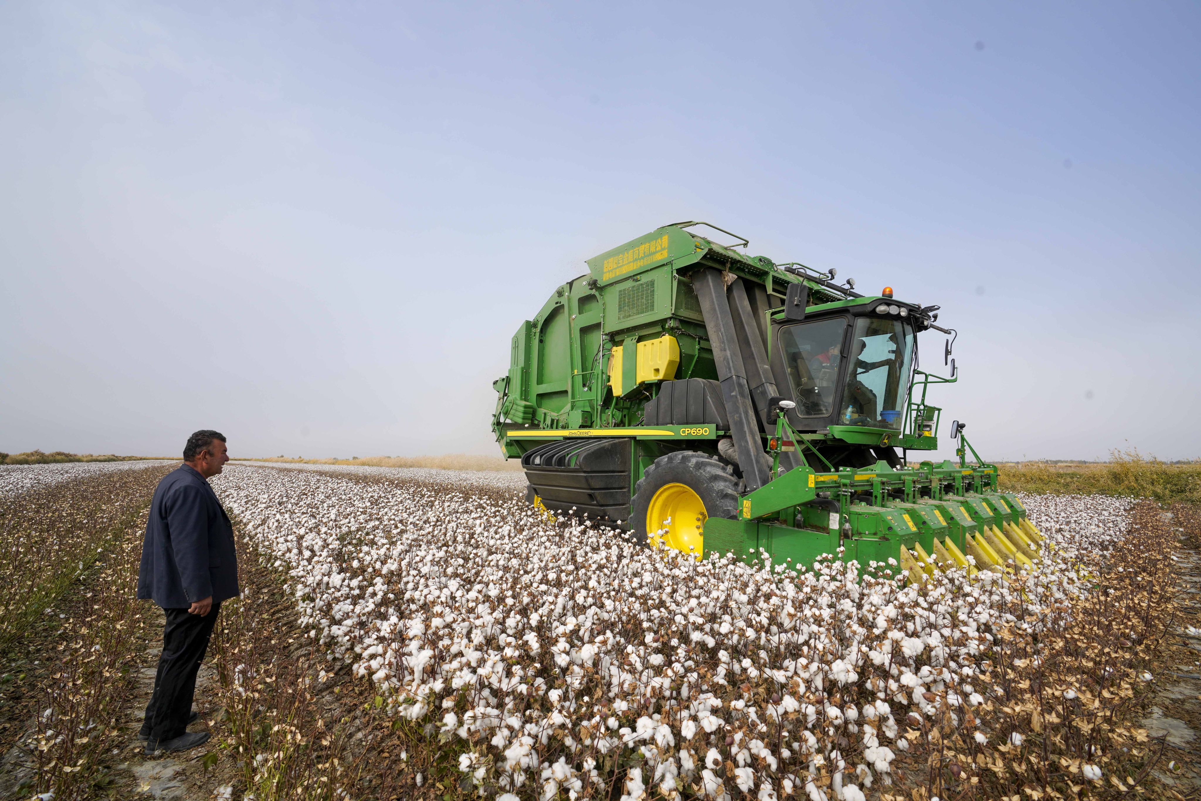 A cotton picker working in Yuli county in Xinjiang Uygur autonomous region. The US government considers cotton products from the Chinese region to be high-risk for forced labour. Photo: Xinhua