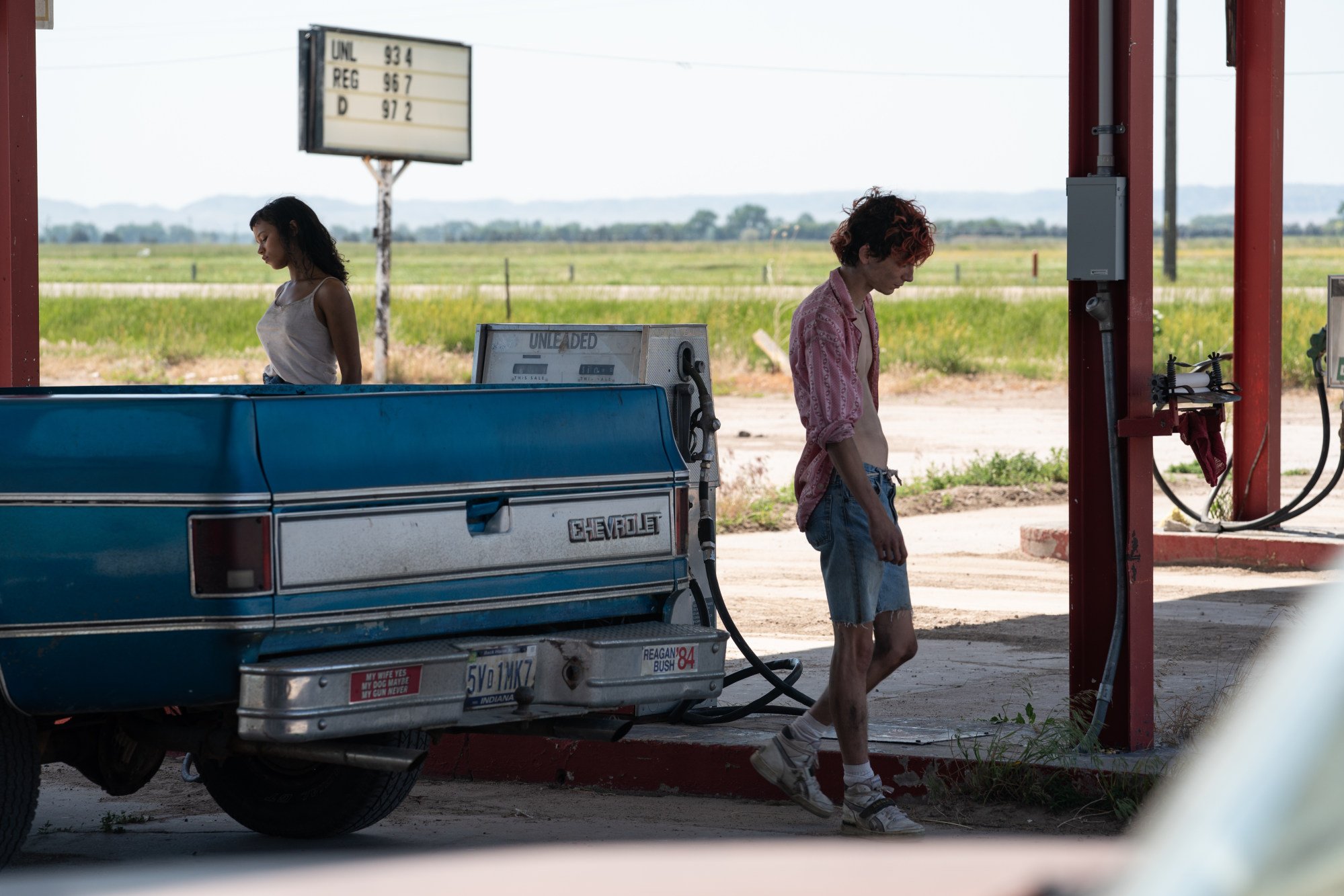 Taylor Russell (left) as Maren and Timothée Chalamet as Lee in a still from Bones and All. Photo: Yannis Drakoulidis/Metro Goldwyn Mayer Pictures