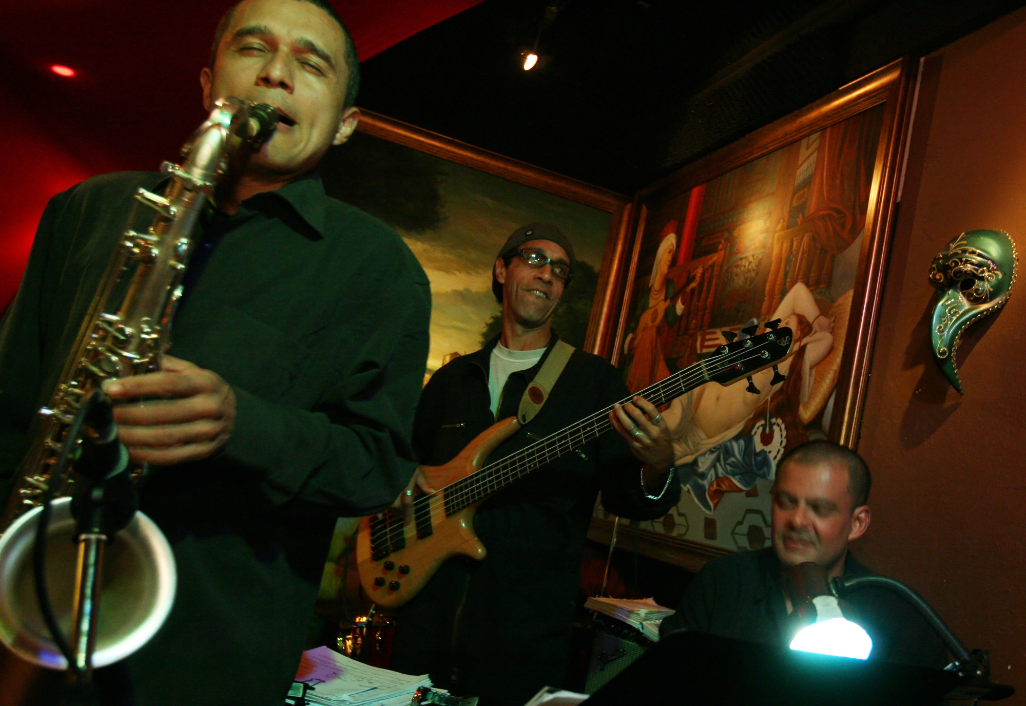 Jojo Mascarenhas Brazilian Jazz Trio rehearse at Peel Fresco in 2008. Photo: KY Cheng