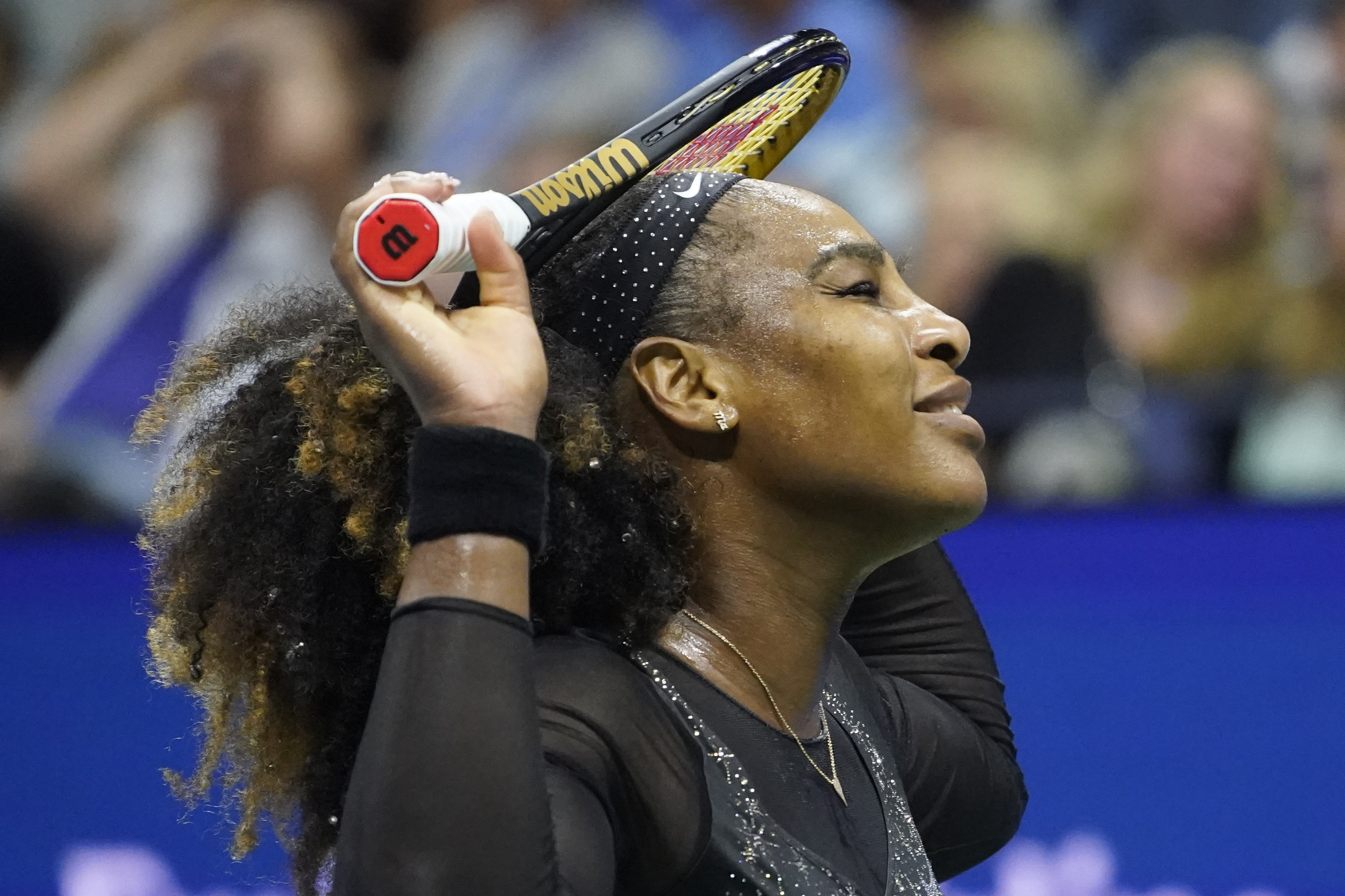 Serena Williams reacts during a match against Ajla Tomljanovic. Photo: AP