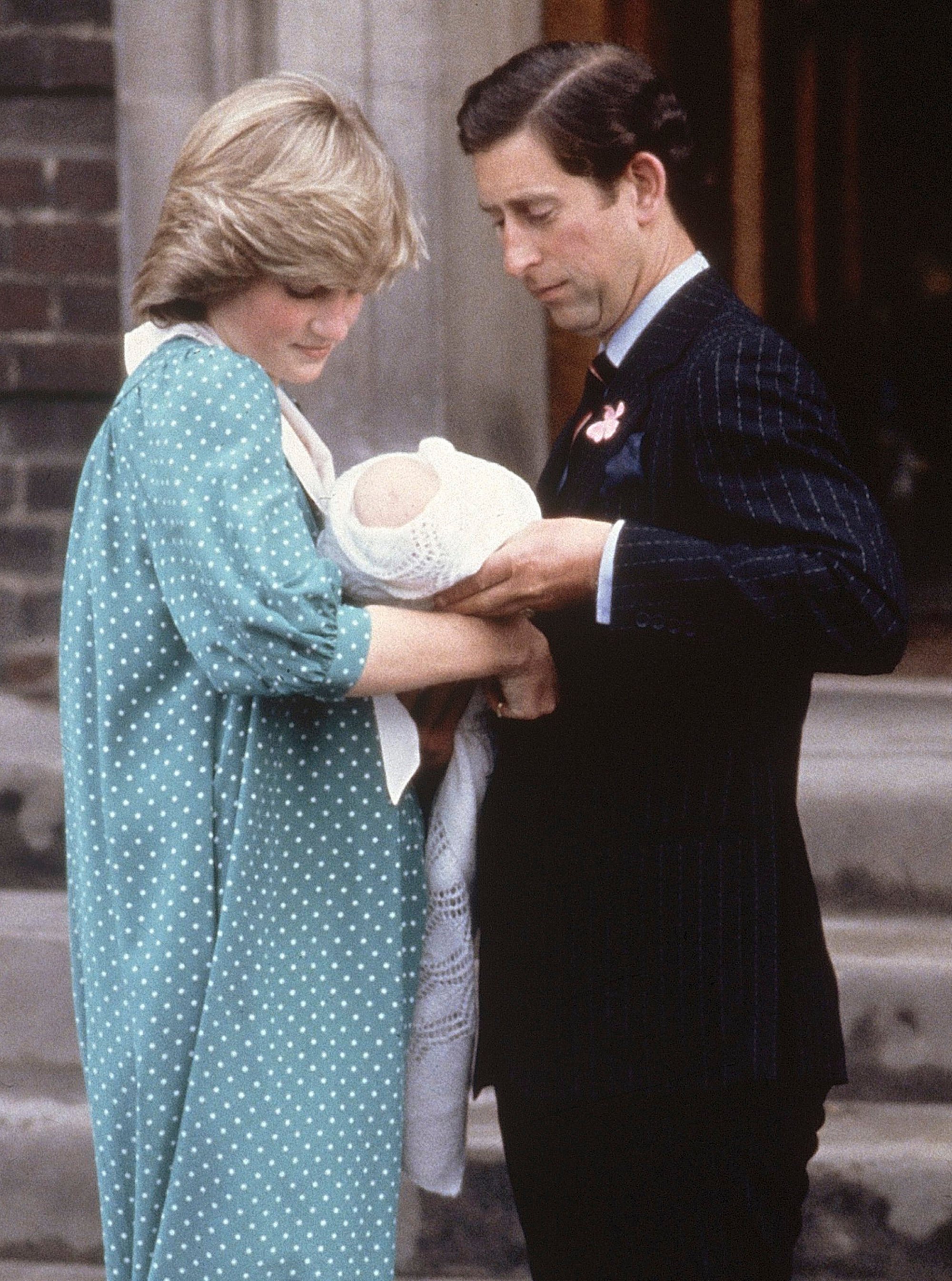 Britain’s Prince Charles, Prince of Wales, and wife Princess Diana take home their newborn son Prince William, as they leave St Mary’s Hospital in London, in 1982. Photo: AP Photo