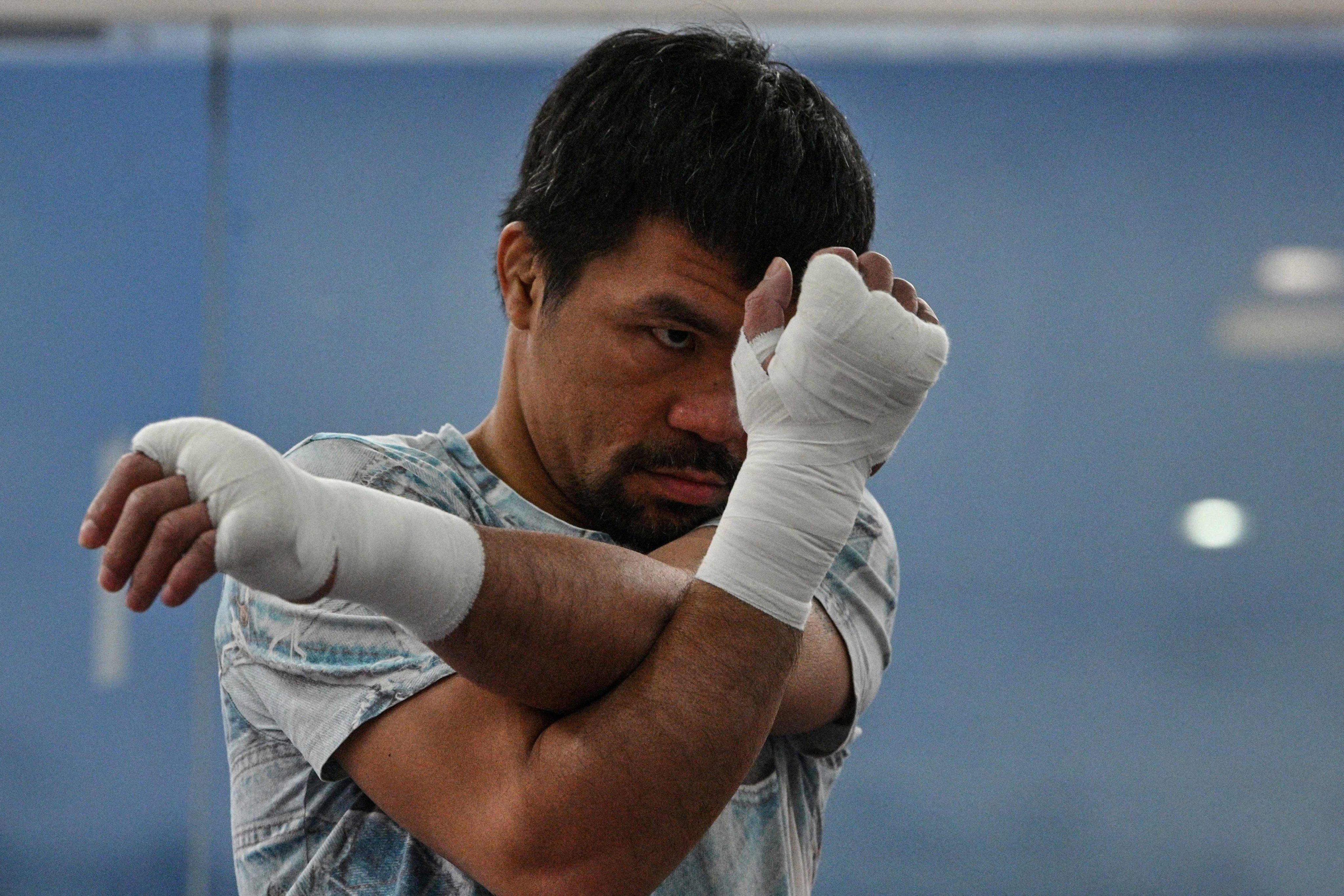 Philippine boxing legend and Senator Manny Pacquiao training at his gym in the city of General Santos in the southern island of Mindanao. Photo: AFP