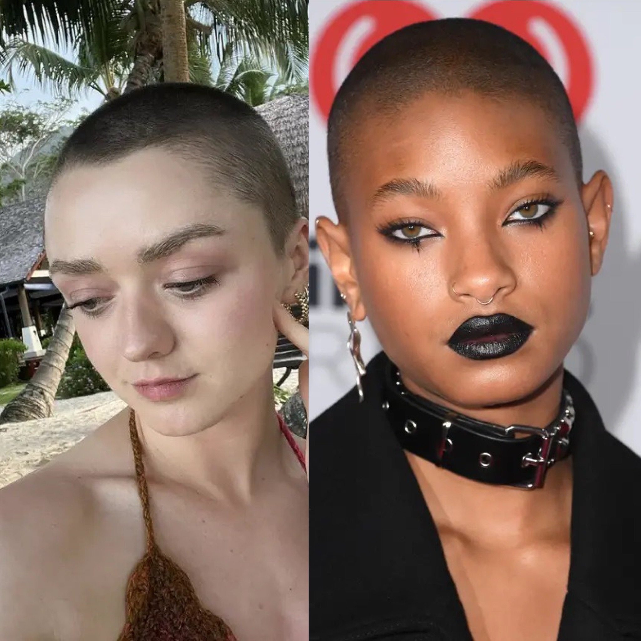 Maisie Williams (above, left) and Willow Smith are among women who have been spotted with buzz cuts recently. We look at why it is the latest beauty trend for celebrities. Photo: Instagram