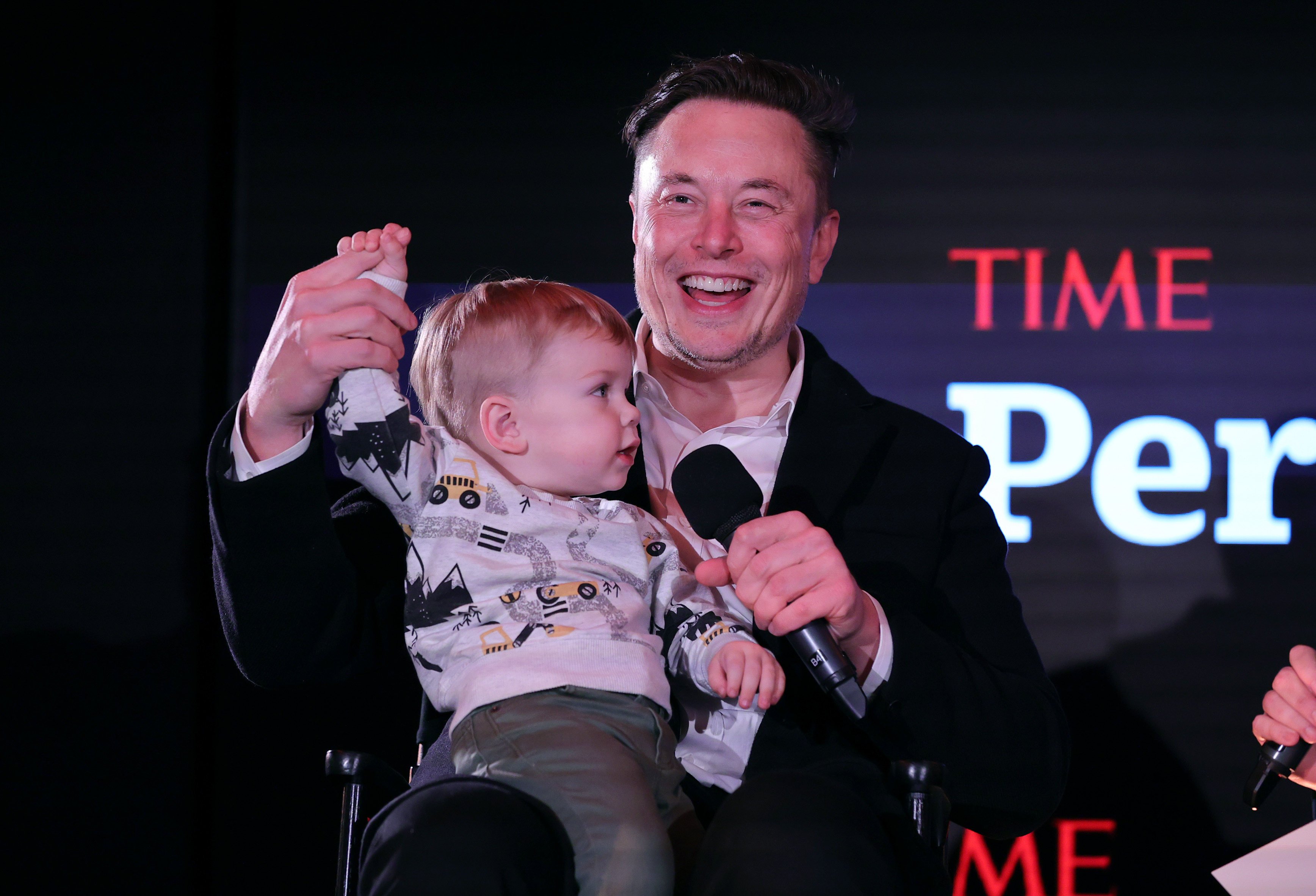 Elon Musk and son X Æ A-12, pictured on stage at the Time Person of the Year event in December 2021, in New York City, appear to have a special bond. Photo: Getty Images