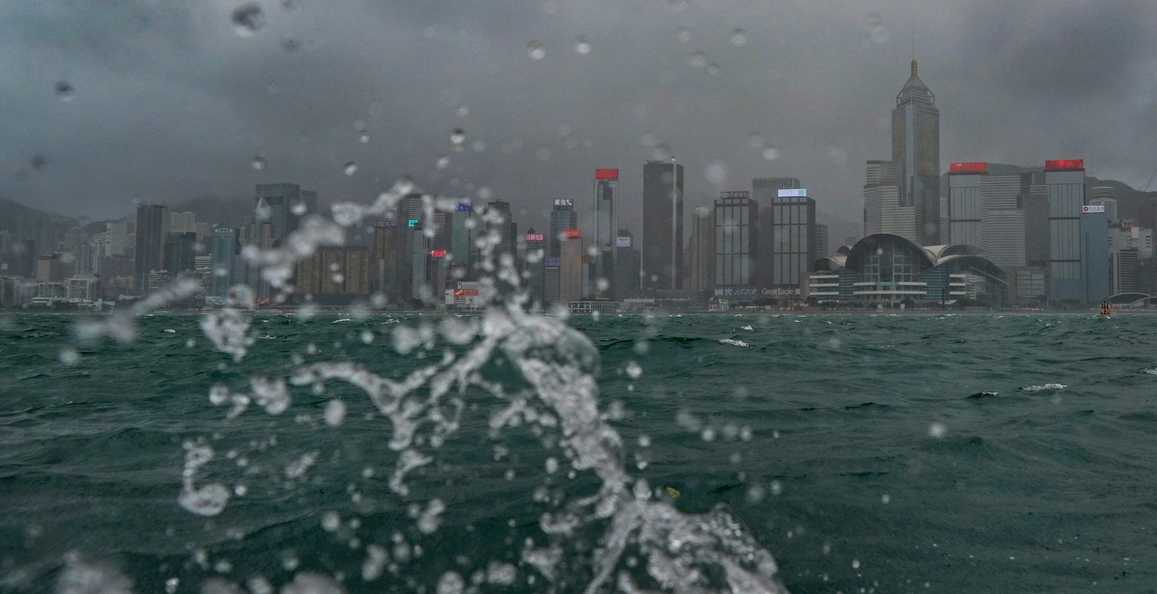 A wave splashes Tsim Sha Tsui as Typhoon Chaba hits Hong Kong on July 2, 2022.
Photo: SCMP / Felix Wong