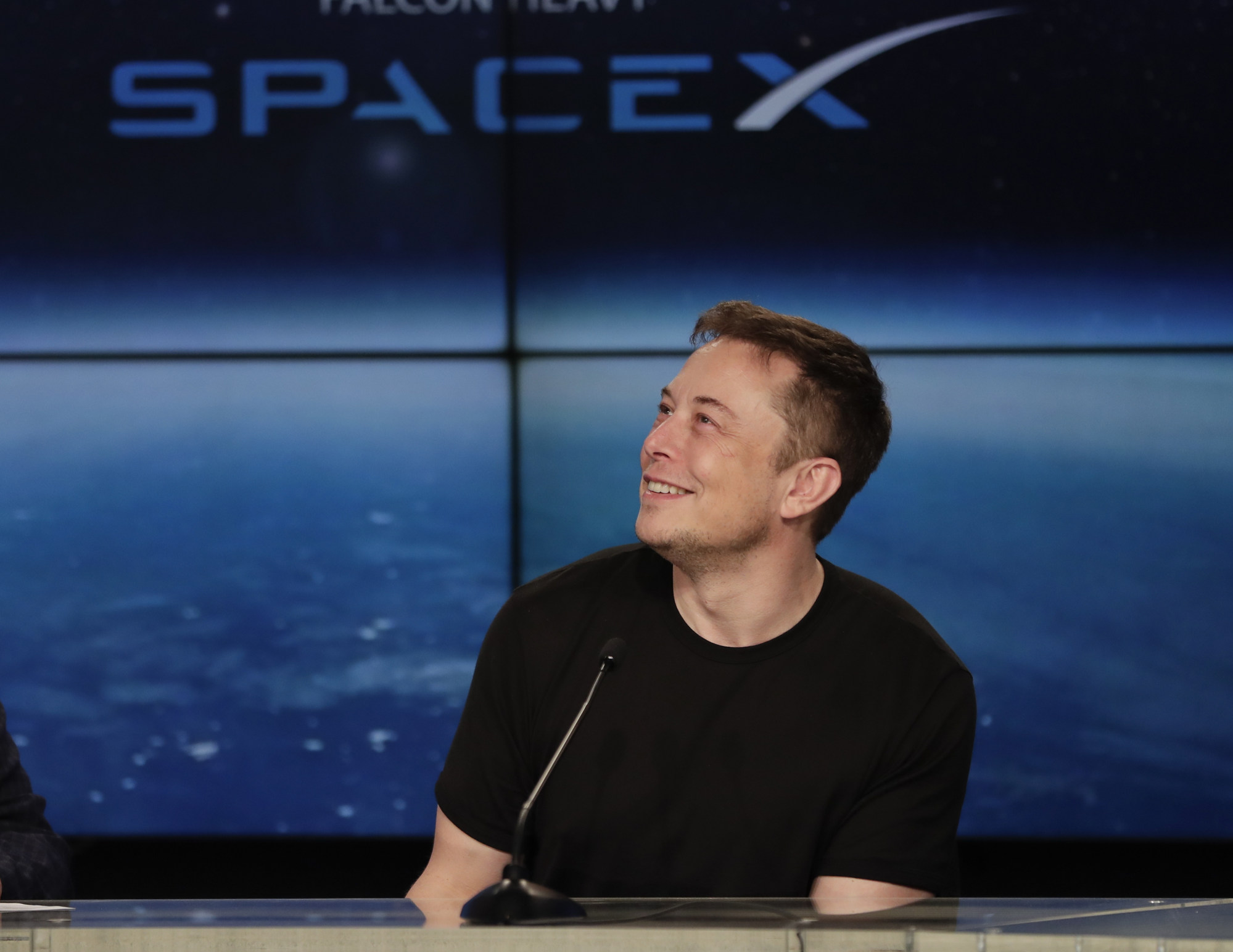 Elon Musk, founder, CEO, and lead designer of SpaceX, speaks at a news conference after the Falcon 9 SpaceX heavy rocket launched successfully from the Kennedy Space Center in Cape Canaveral, Florida, in February 2018. Photo: AP