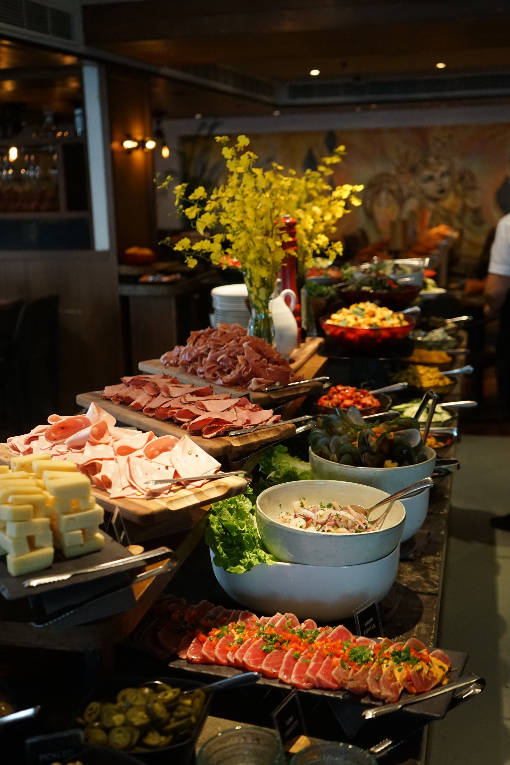 The buffet table at Braza Churrascaria to top up your plate further with sides of cold cuts, cheeses, breads and salad.