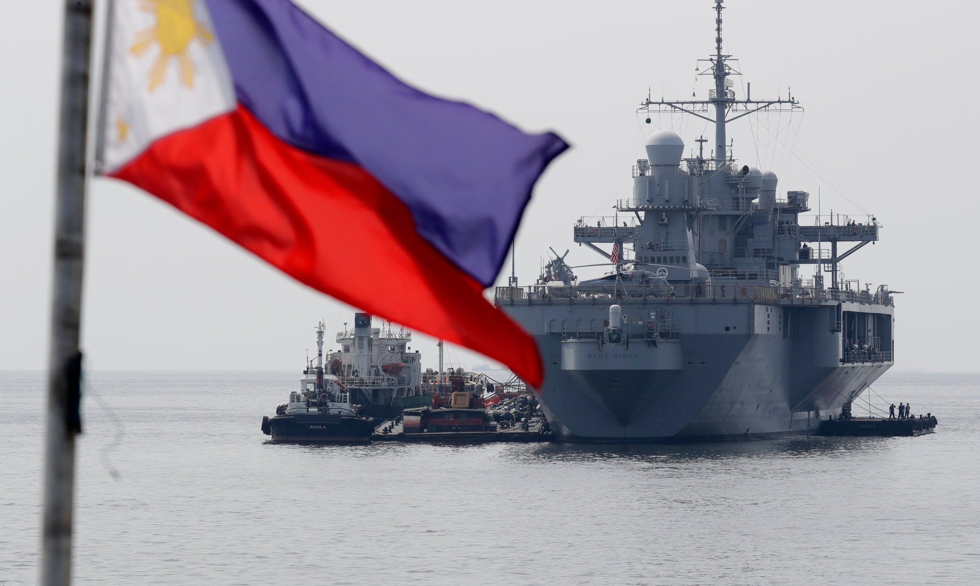 The USS Blue Ridge, the US navy’s 7th Fleet flagship, anchored off Manila Bay in the Philippines. File photo: AP