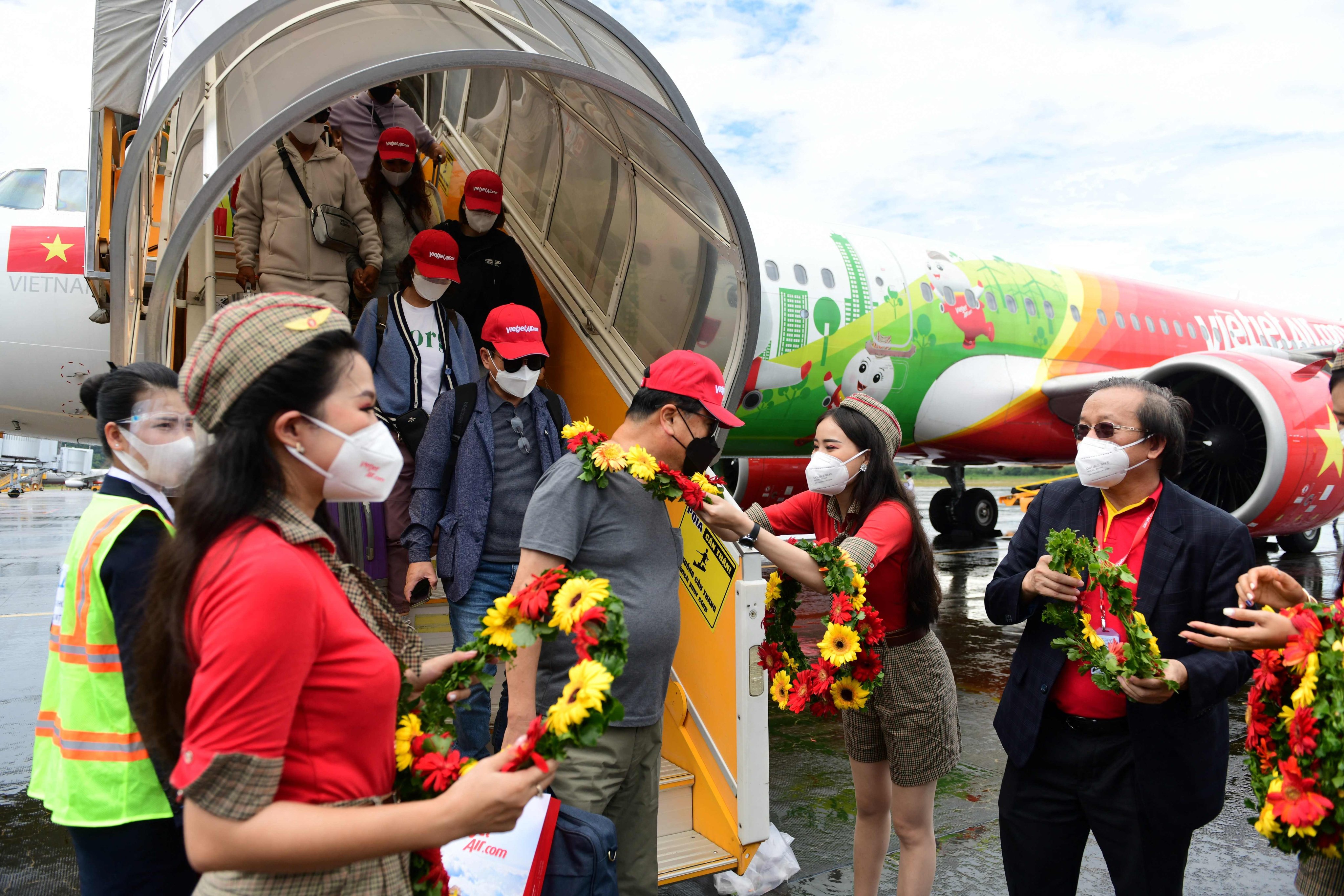 South Korean tourists arrive at Phu Quoc airport in Vietnam. File photo: AFP