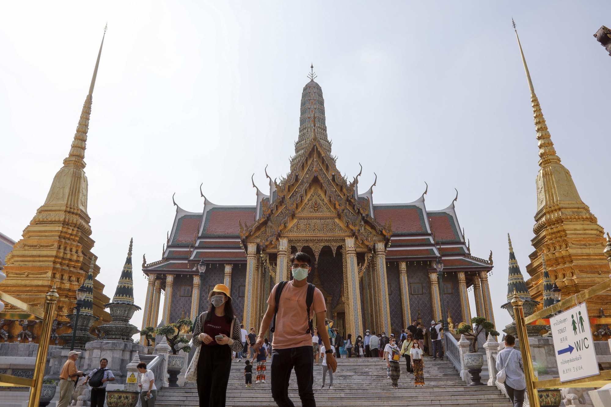 Visitors at the Grand Palace in Bangkok. Thailand’s tourist industry is still nursing the bruises of the coronavirus pandemic. Photo: EPA-EFE