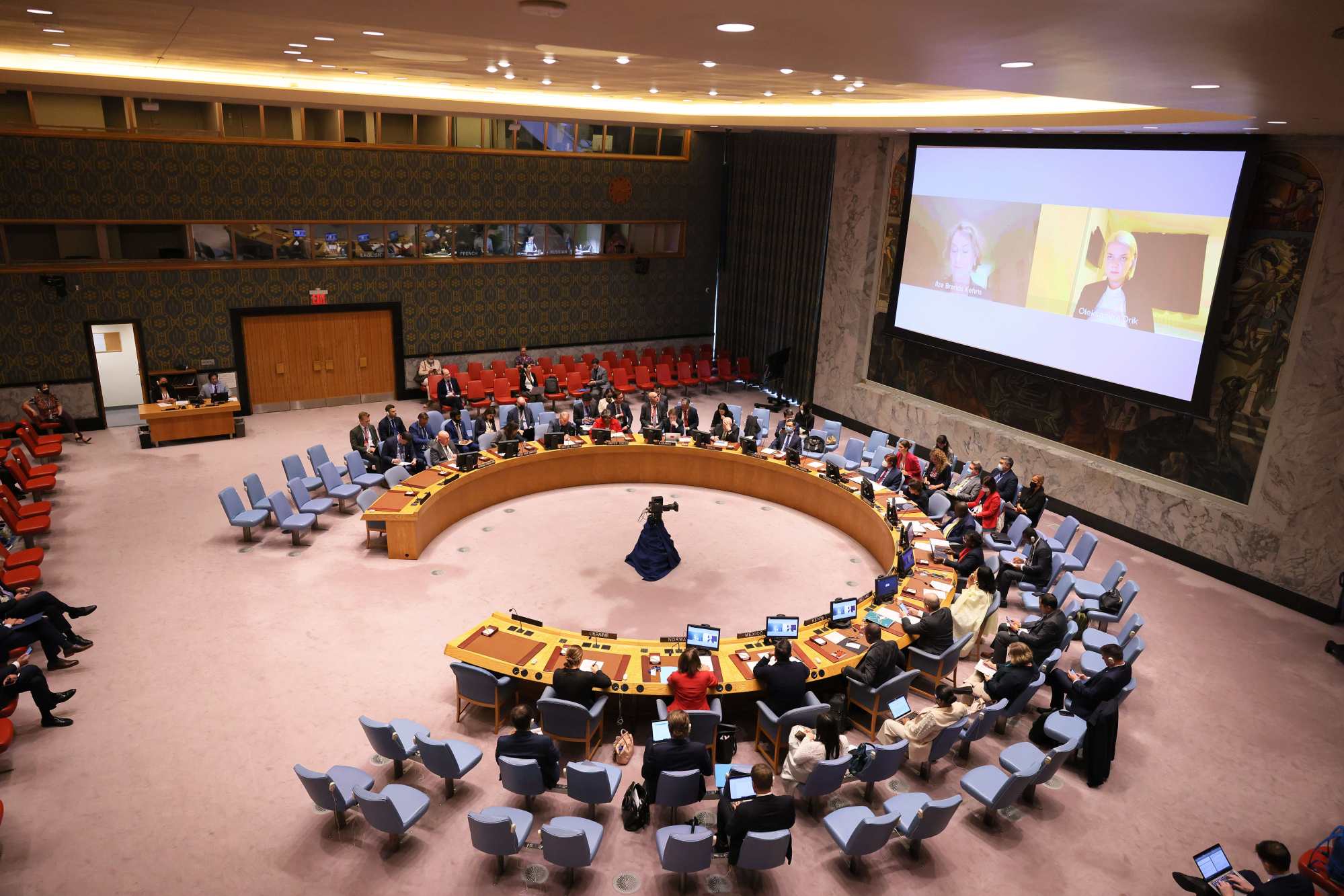 Members of the UN Security Council meeting to discuss the war in Ukraine. Photo: AFP