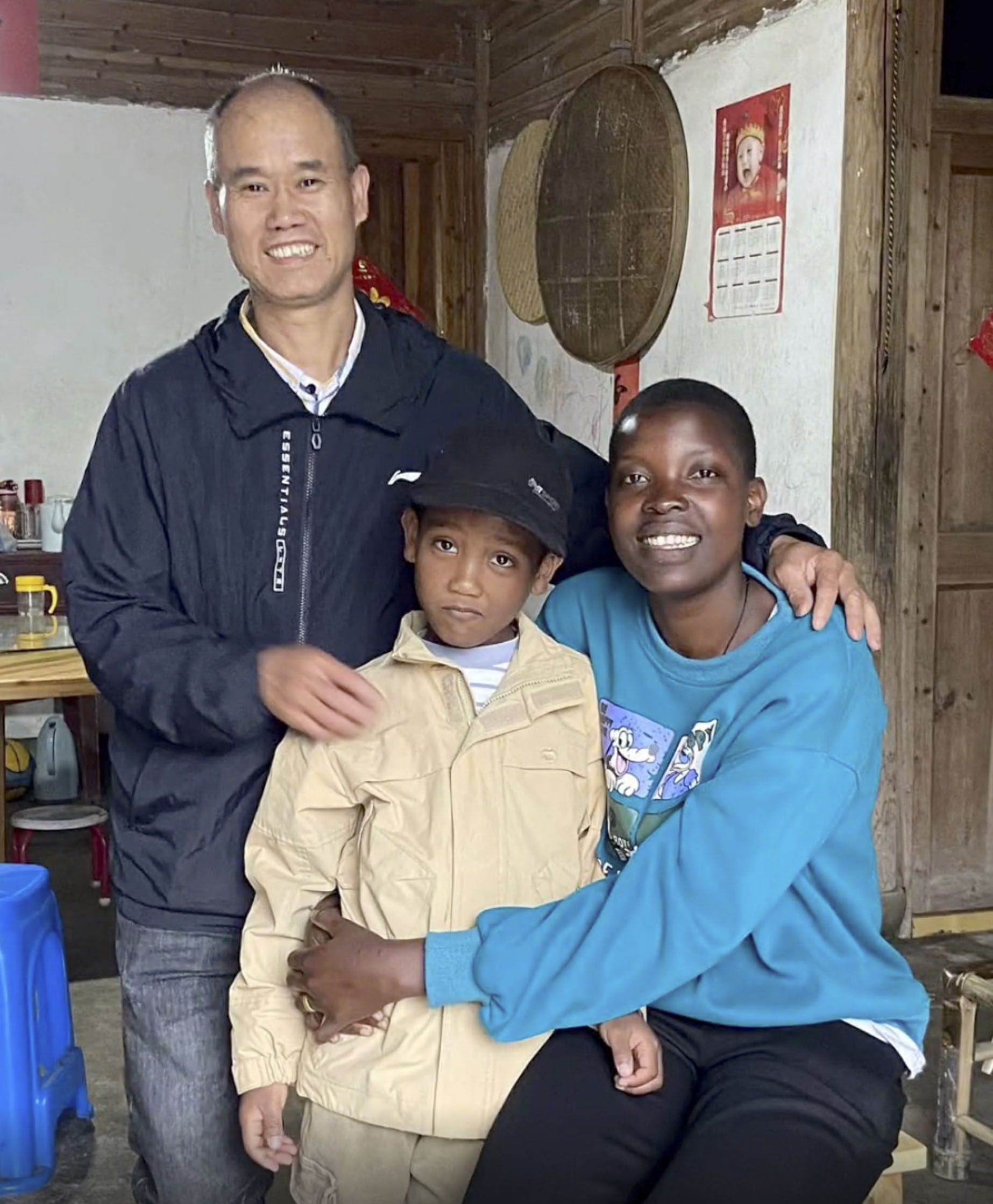 Rose was initially afraid about Wu, above with Rose and their son, seeing her picture, worried he would reject her for being African, but she was proved wrong and the couple later married. Photo: Douyin