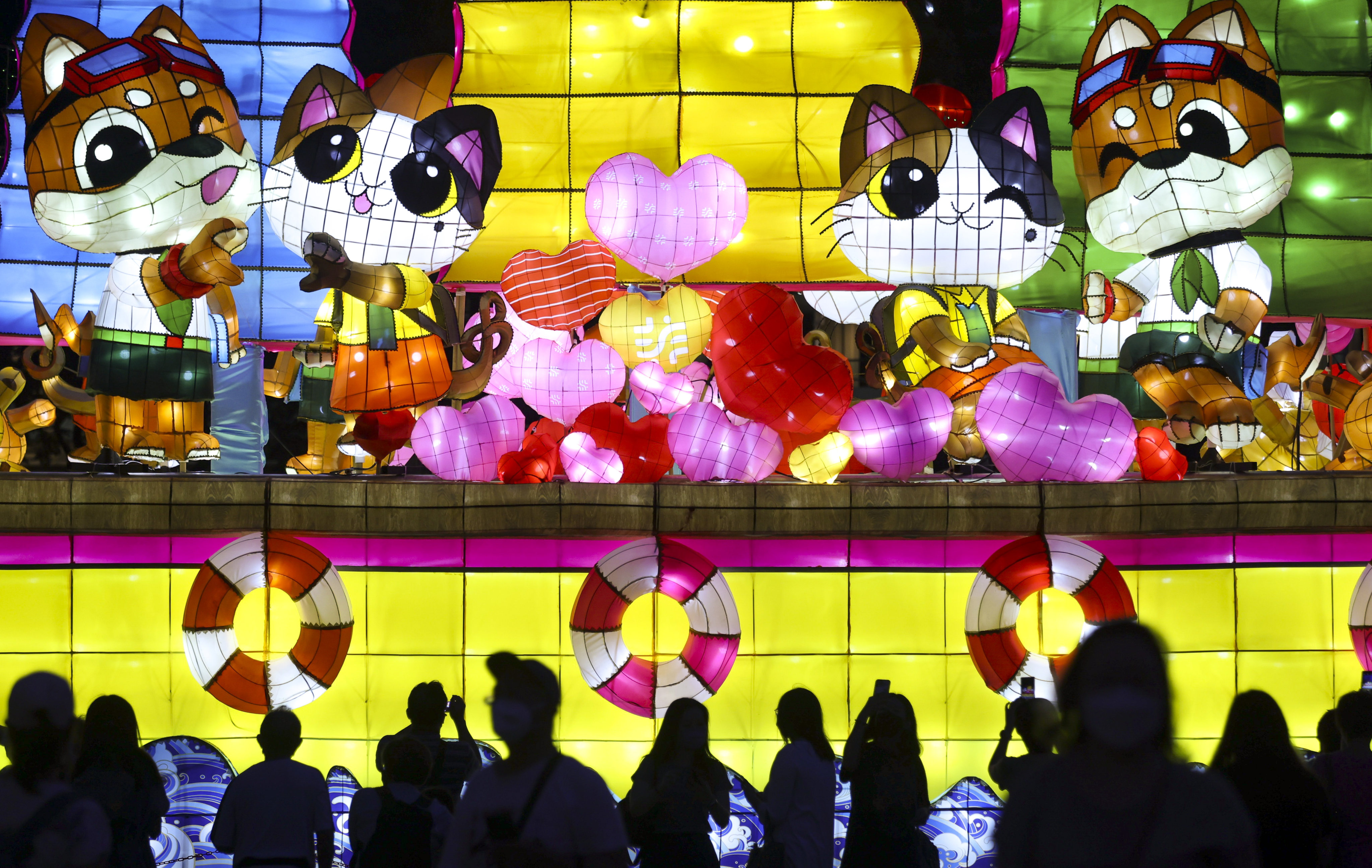 A Mid-Autumn Festival lantern display at Victoria Park in Causeway Bay. The spike in Covid-19 cases is casting a shadow over celebrations. Photo: Jonathan Wong
