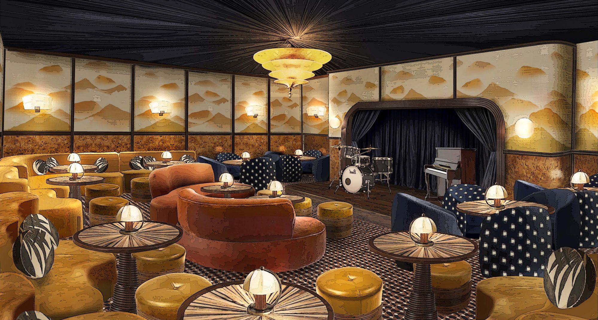 An artist’s impression of the event space at Soho House Bangkok. Image: Soho House Bangkok