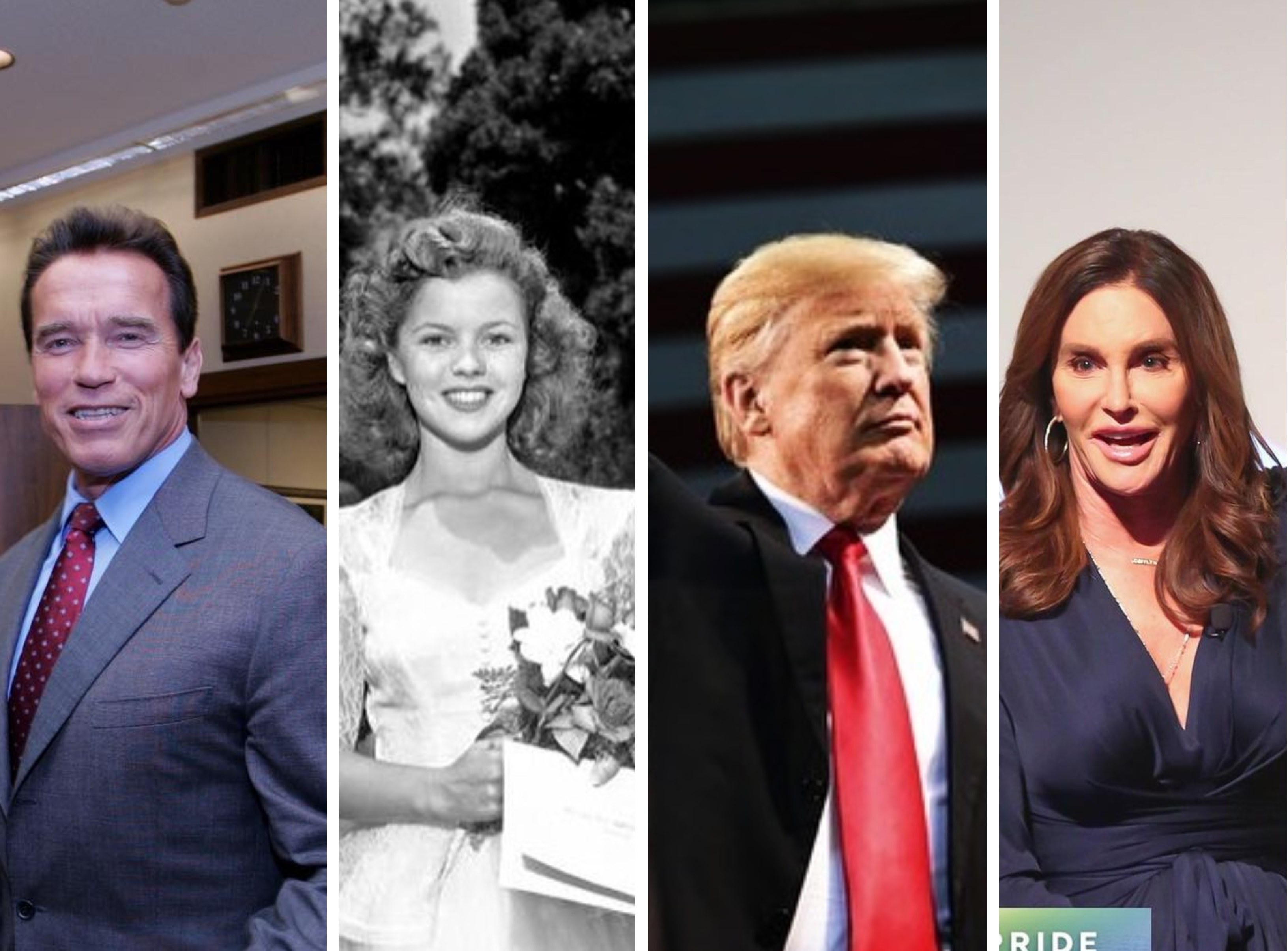 Arnold Schwarzenegger, Shirley Temple, Donald Trump and Caitlyn Jenner all became political animals after their stints in showbiz. Photos: @schwazenegger; @realdonaldtrump; @40thregan; @caitlynjenner/Instagram