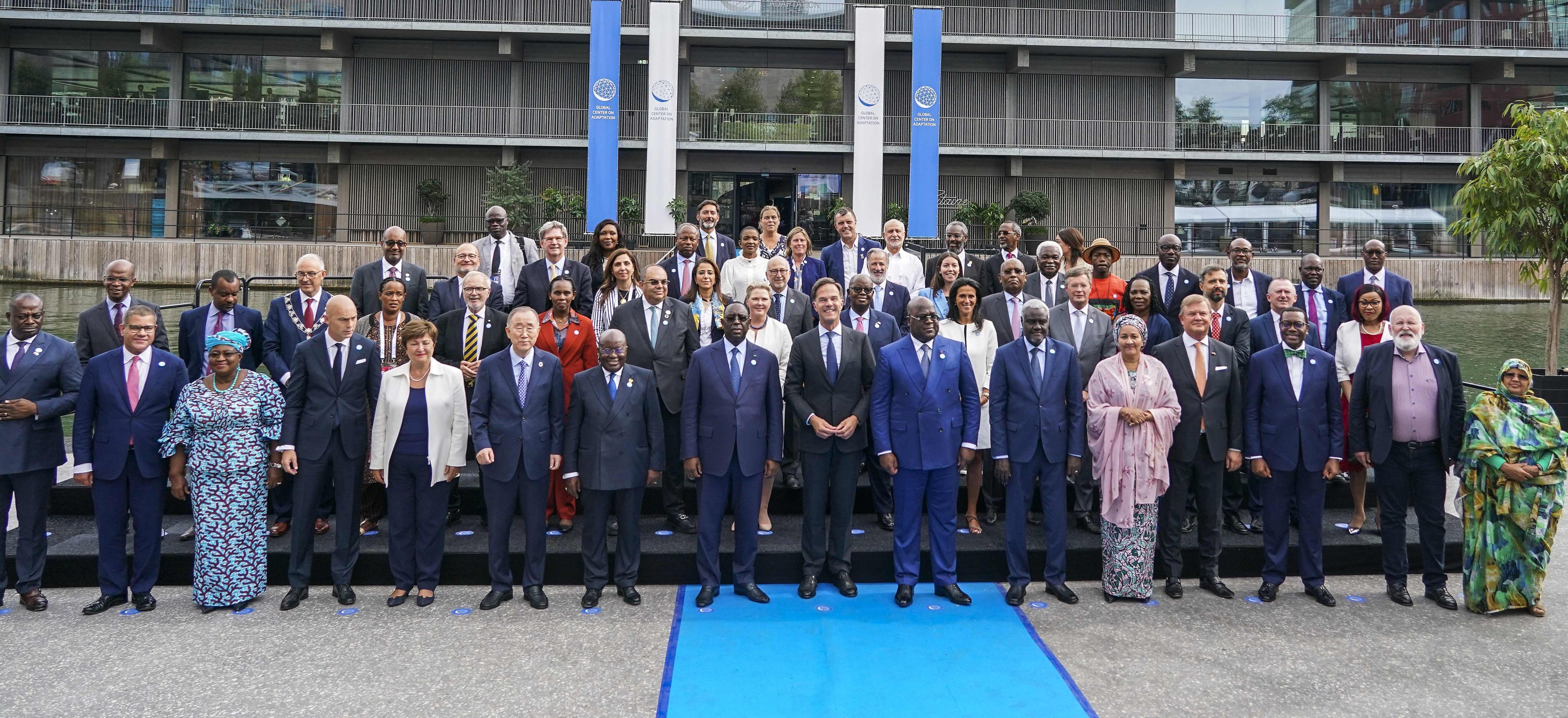 Attendees pose for a group photograph at the Africa Adaptation Summit in Rotterdam, where African attendees complained about a lack of European interest. Photo: AFP