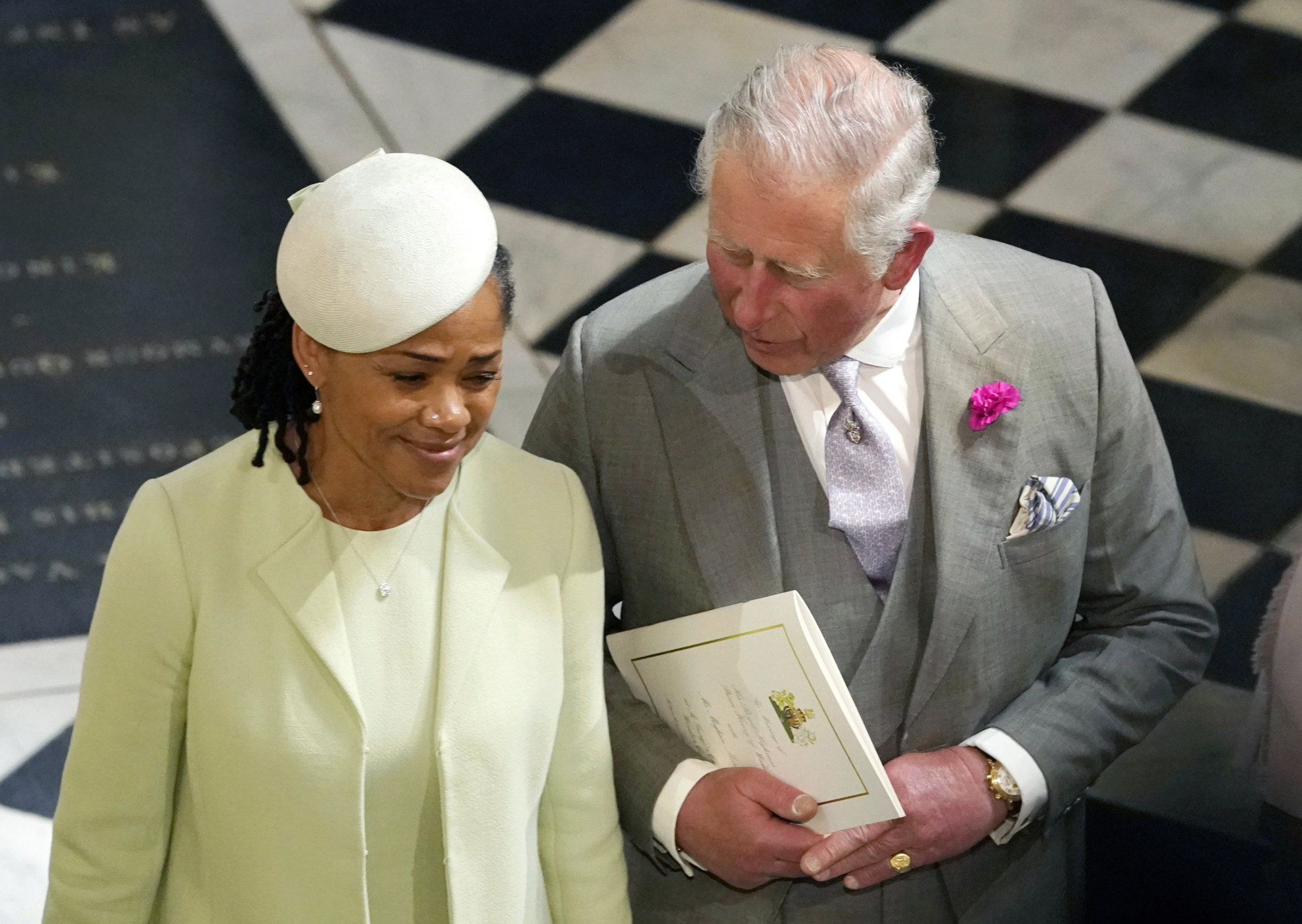Charles and Doria Ragland, mother of Meghan Markle, at the wedding of Markle and Prince Harry at Windsor Castle on May 19, 2018. Photo: AP