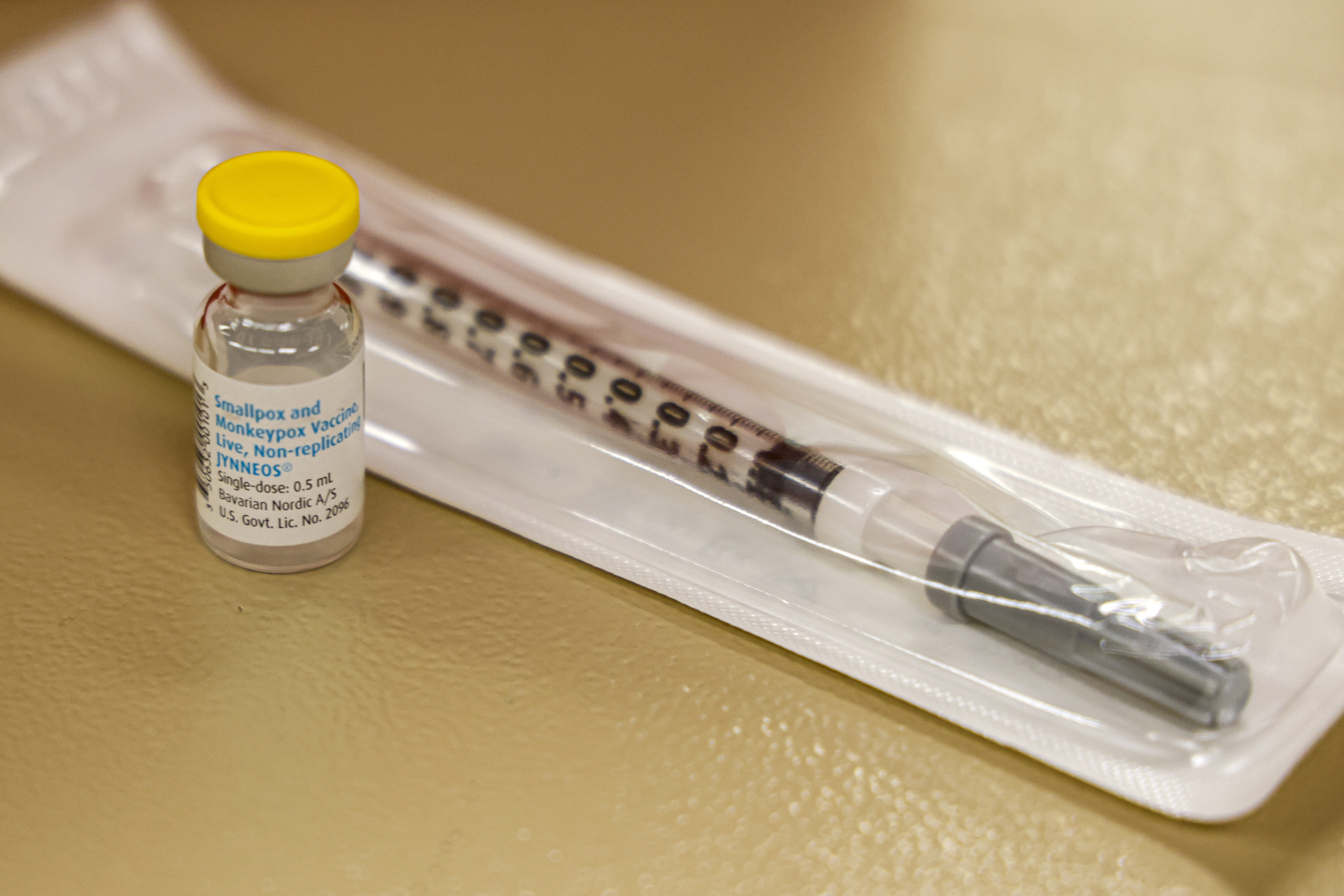 A vial containing the monkeypox vaccine. A Los Angeles County resident with a compromised immune system has died from monkeypox. It’s believed to be the first U.S. fatality from the disease. Photo: AP/File
