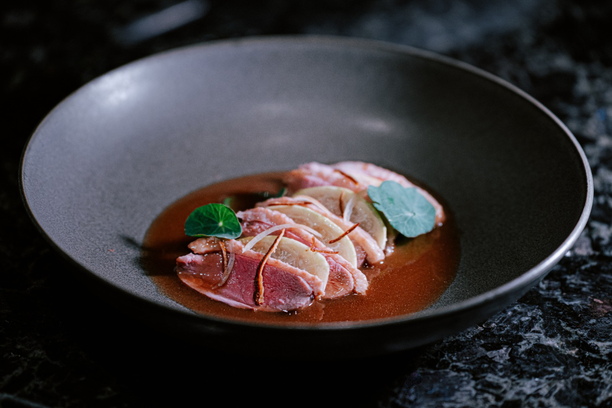 Fraser Valley duck breast with dried tangerine peel, part of the “Hong Kong Renaissance” dinner. Photo: Chinese Restaurant Awards