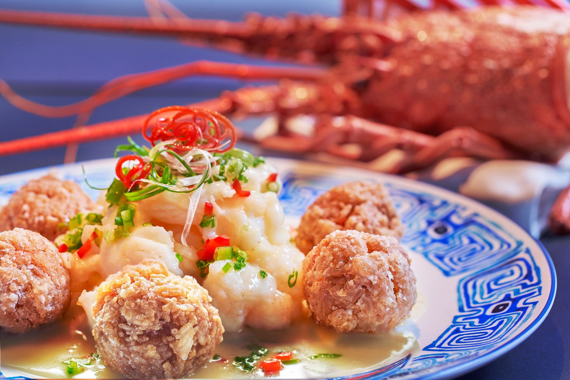 The lobster crab roe à la king is served with deep-fried glutinous rice balls instead of plain rice. Photo: The Demon Celebrity