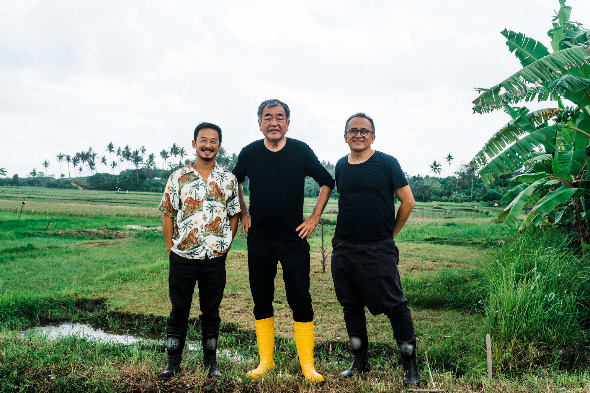 (From left) Potato Head founder Ronald Akili, Japanese architect Kengo Kuma and Indonesian architect Andra Matin.