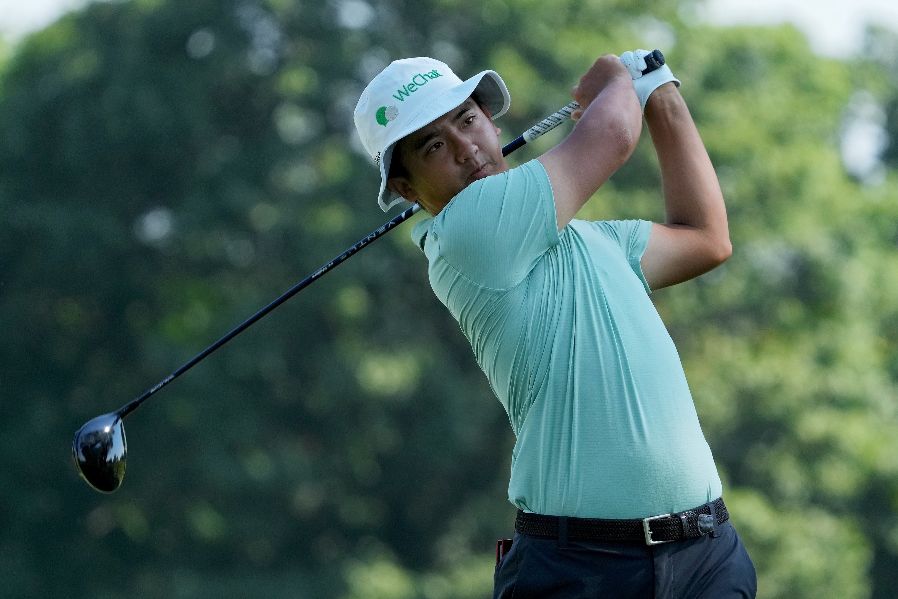 Zecheng Dou of China plays his shot from the second tee during the final round of the Nationwide Children’s Hospital Championship at OSU GC - Scarlet Course on August 28, 2022 in Columbus, Ohio. Photo: Dylan Buell/Getty Images