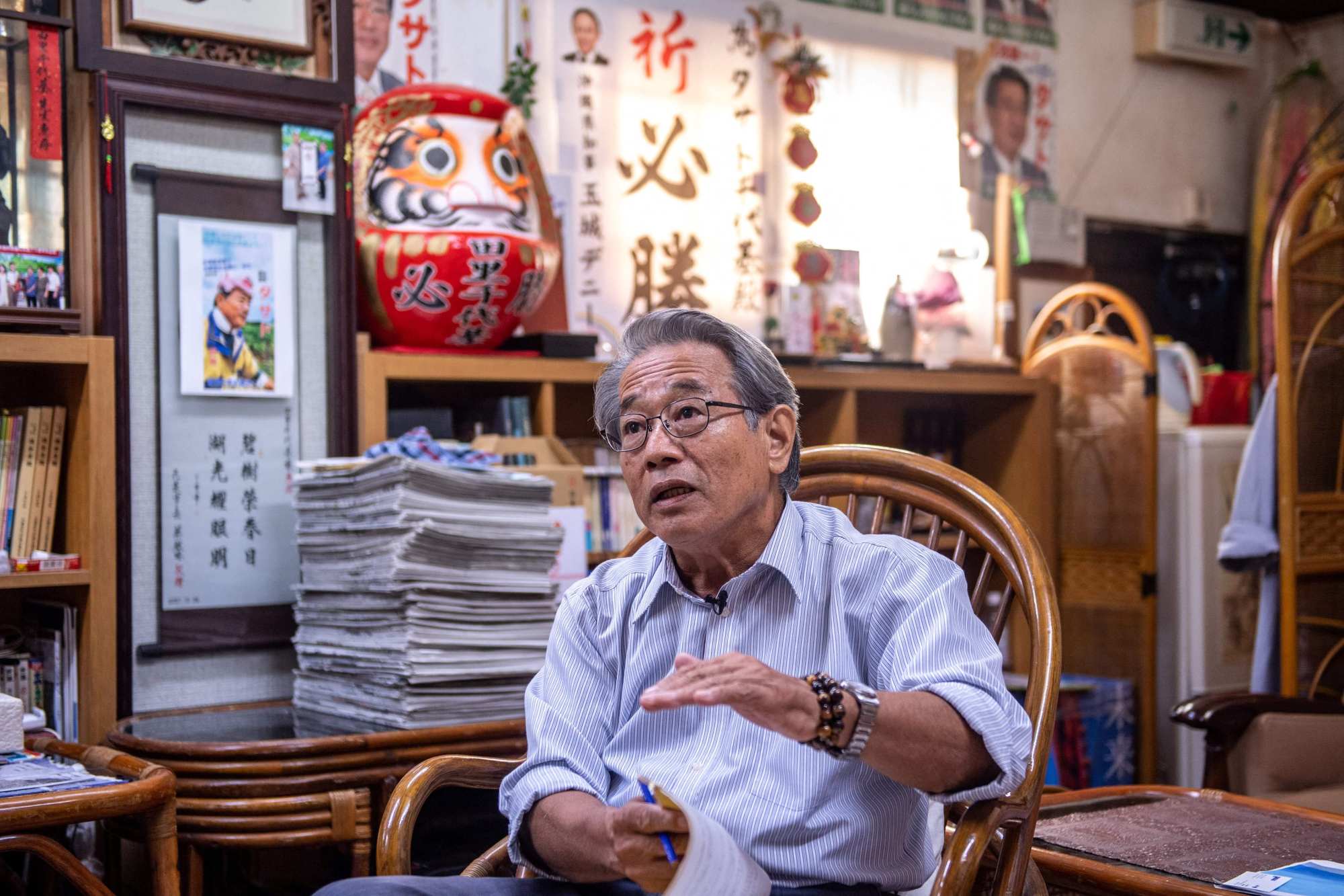 Chiyoki Tasato, a local activist who supports the Japan Self-Defence Forces (JSDF) base on Yonaguni Island. Photo: AFP