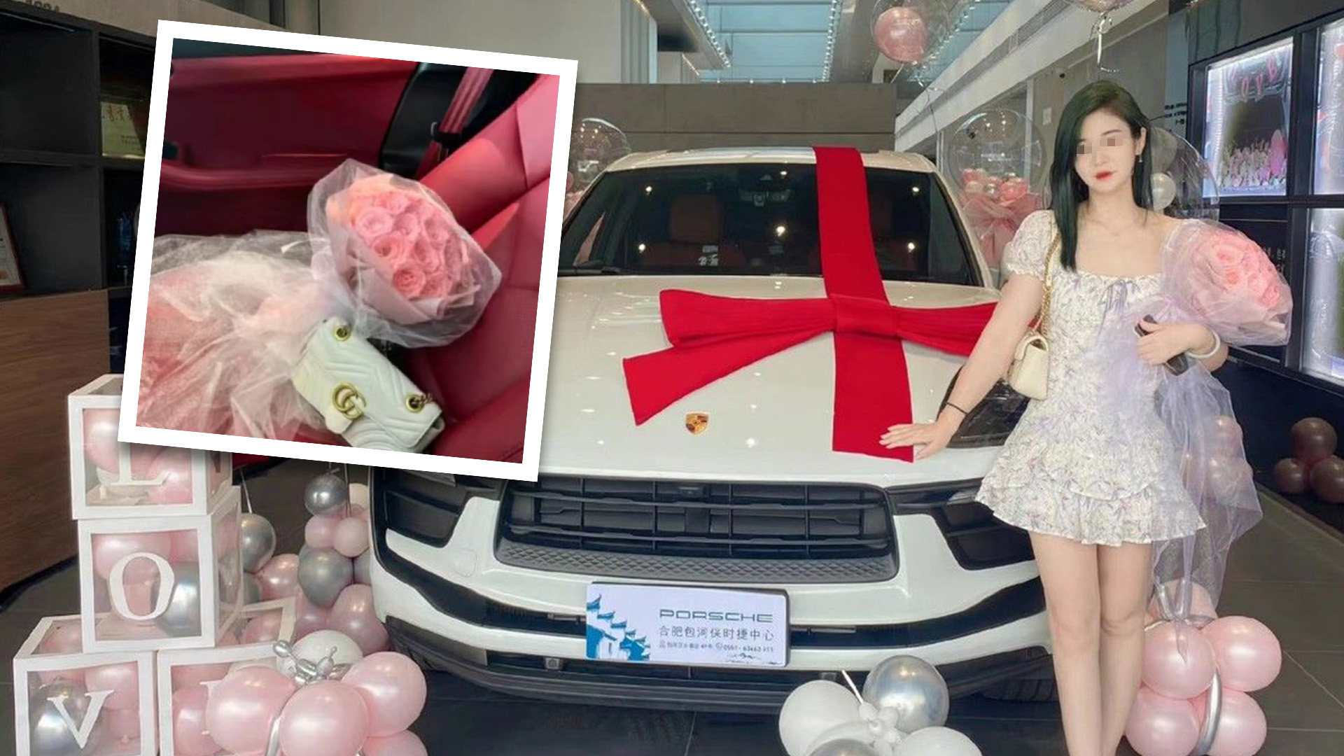 A woman in China is a victim of cyberbullying after sharing pictures of a Porsche she bought, with  some questioning the source of her wealth. Photo:  SCMP composite