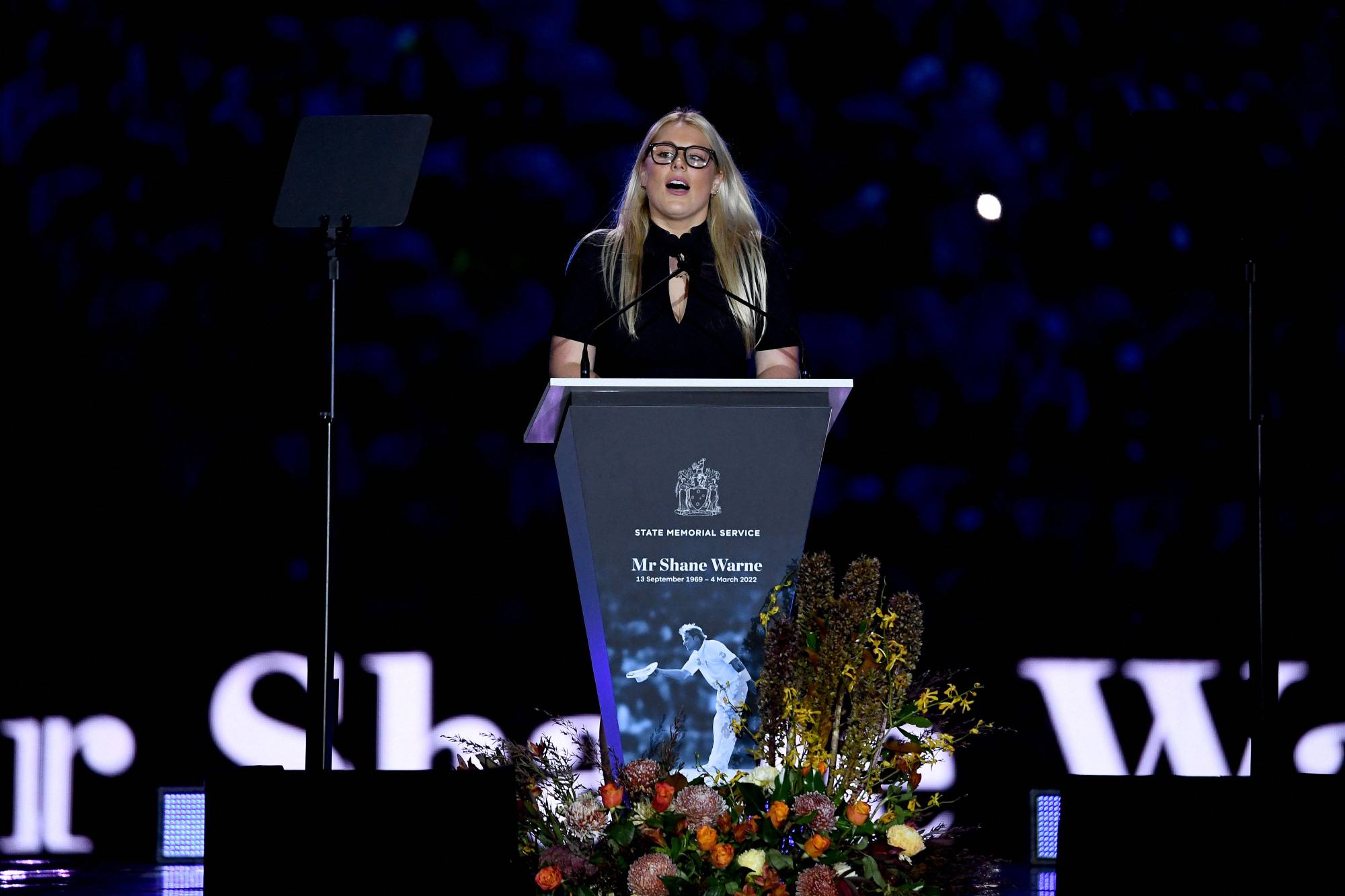 Shane Warne’s daughter Brooke during the state memorial service for the former Australian cricketer. Photo: AFP