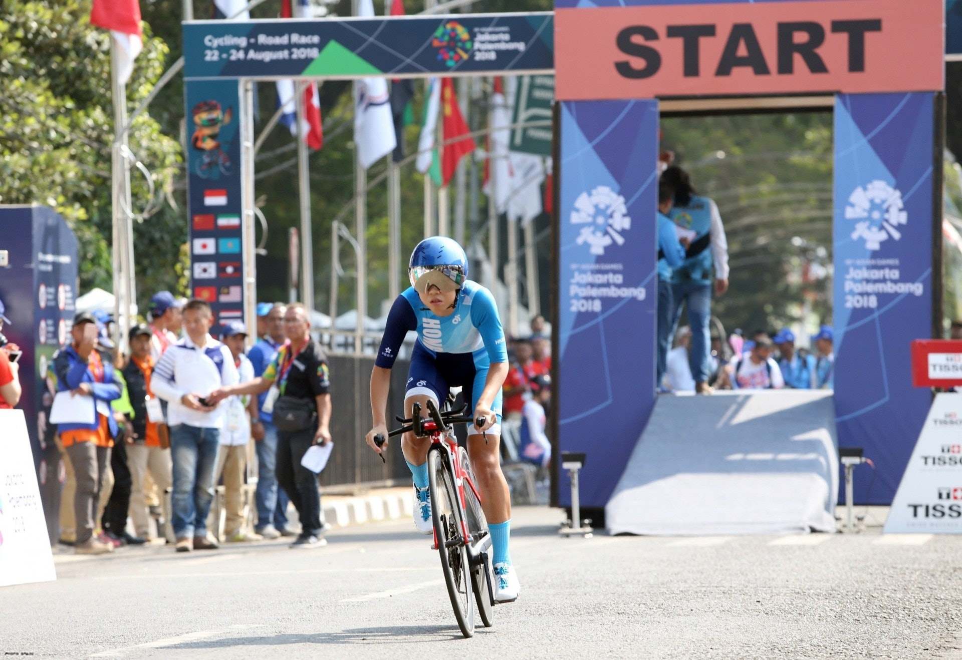 Leung Wing-yee finishes third in the time trial at the 2018 Asian Games in Jakarta. Photo: Hong Kong Olympic Committee
