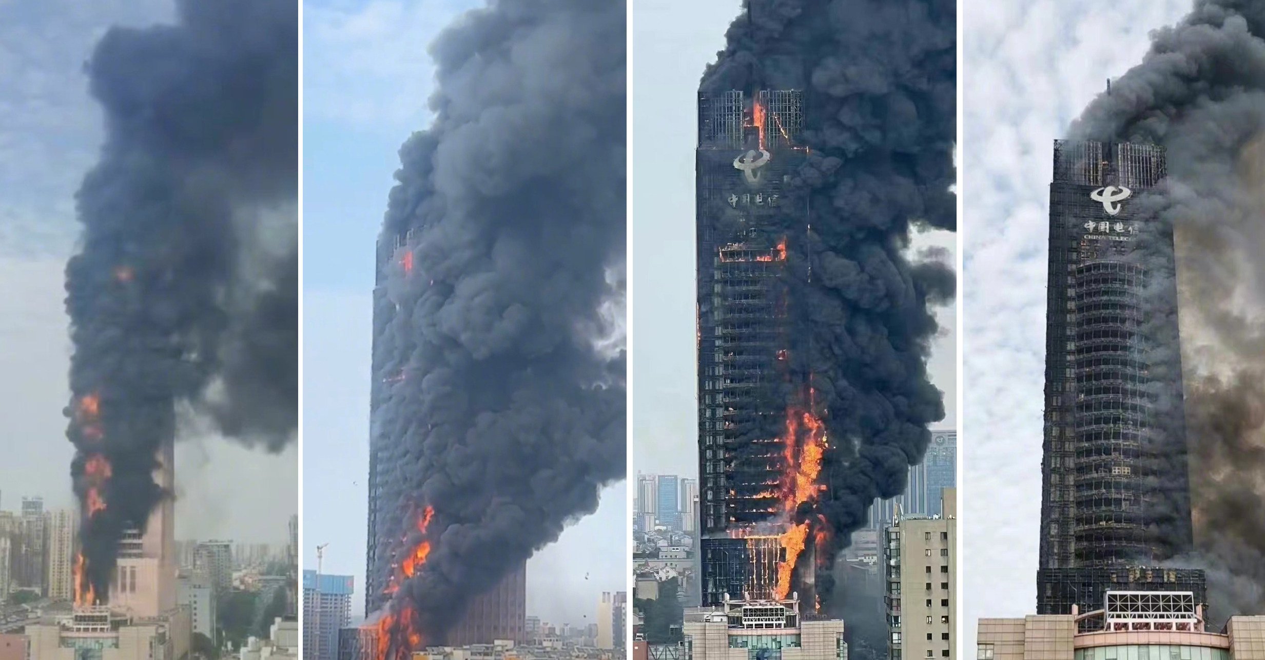 A major fire broke out in a skyscraper in the central Chinese city of Changsha on Friday afternoon. By 5pm it was not known if there were casualties. Photo: Weibo