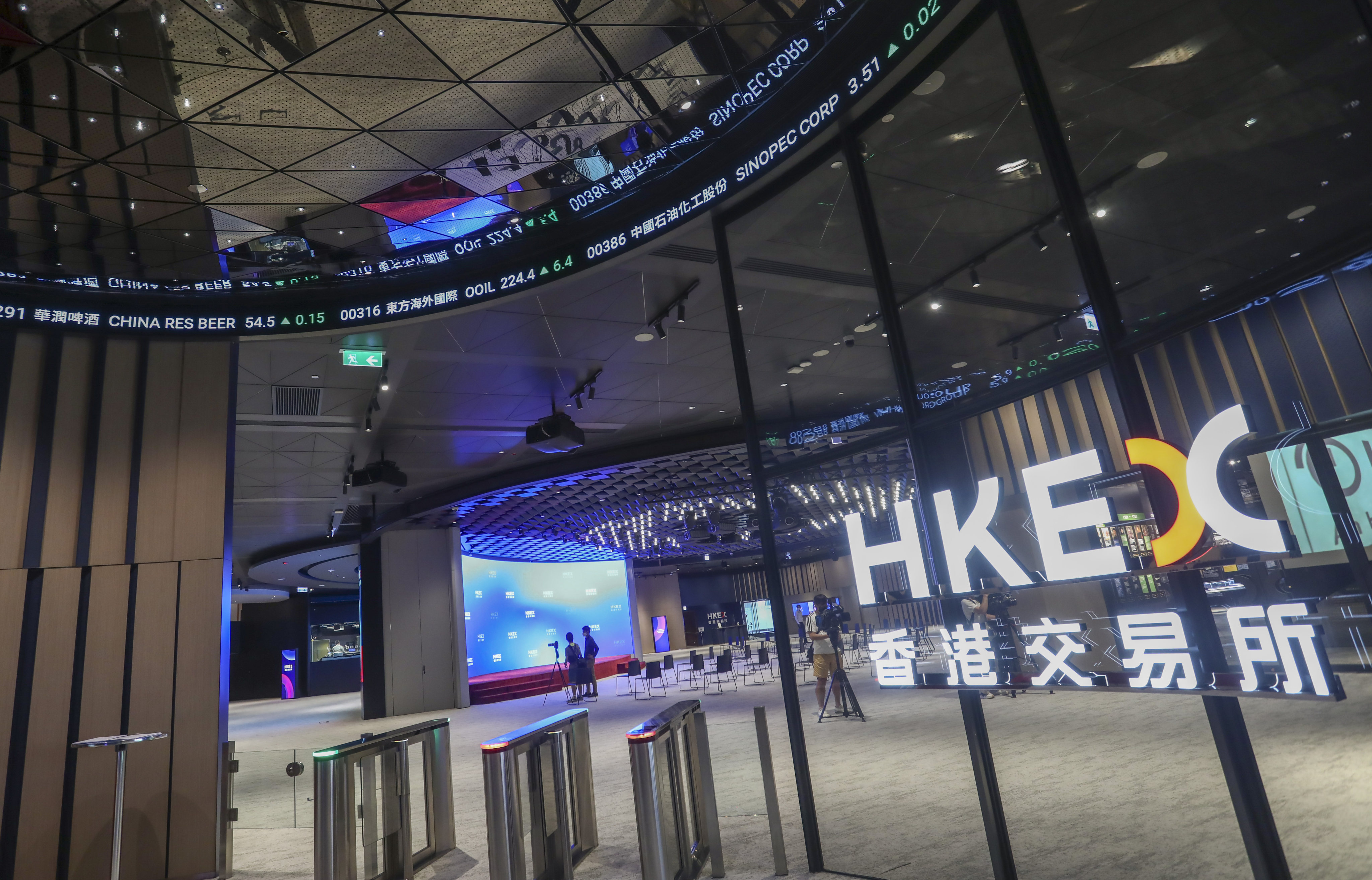 The Connect Hall inside the Hong Kong stock exchange in Central, Hong Kong. Photo: Jonathan Wong