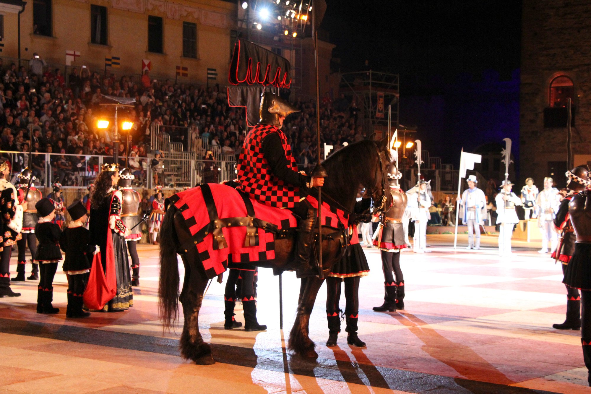 A knight in the game of human chess. Photo: John Brunton
