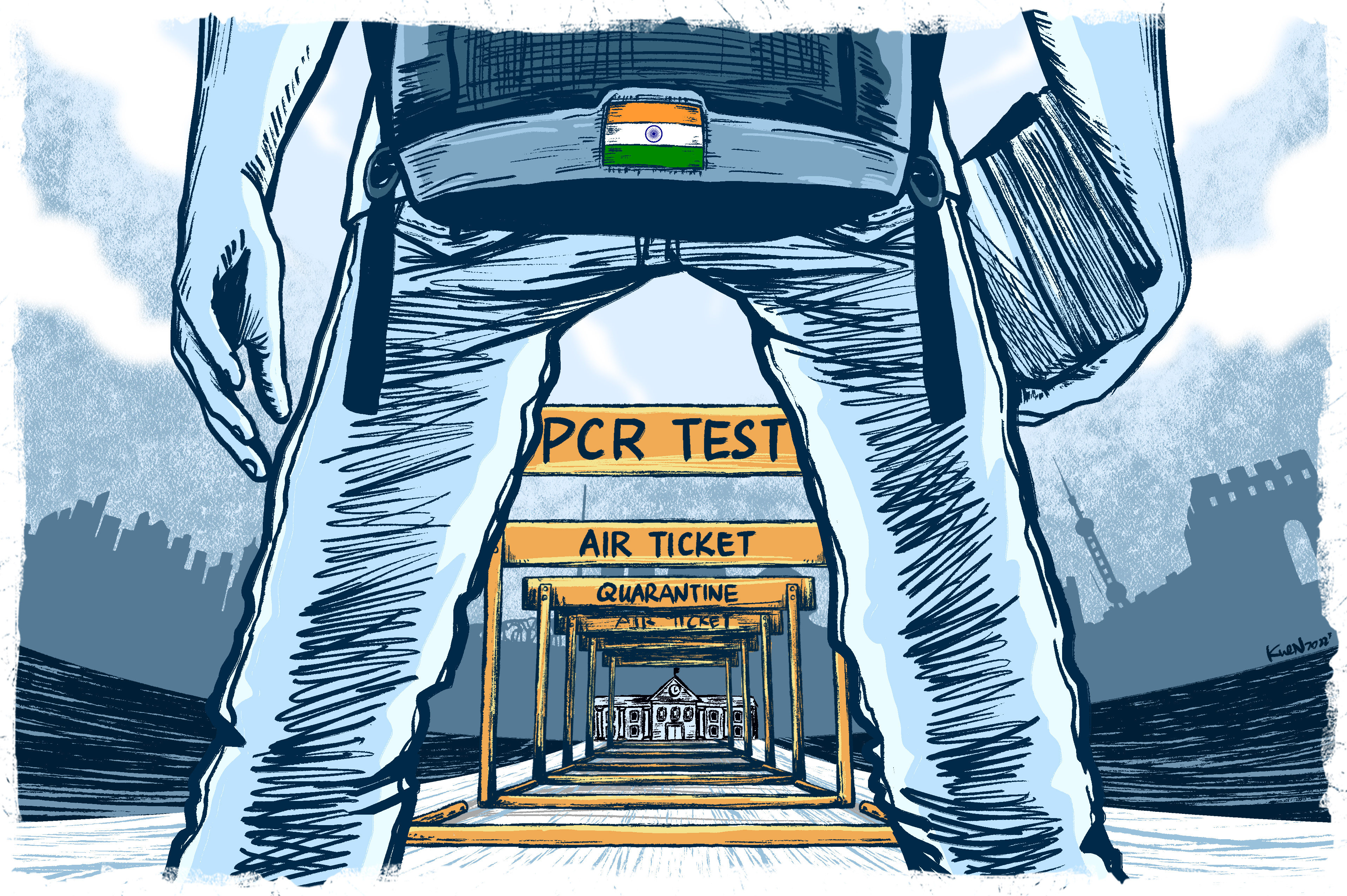 Overseas students enrolled at universities in China have been forced to study online for over three years due to the coronavirus, but even as some travel restrictions are eased, they still face complicated and expensive journeys to resume their studies. Illustration: Lau Ka-kuen