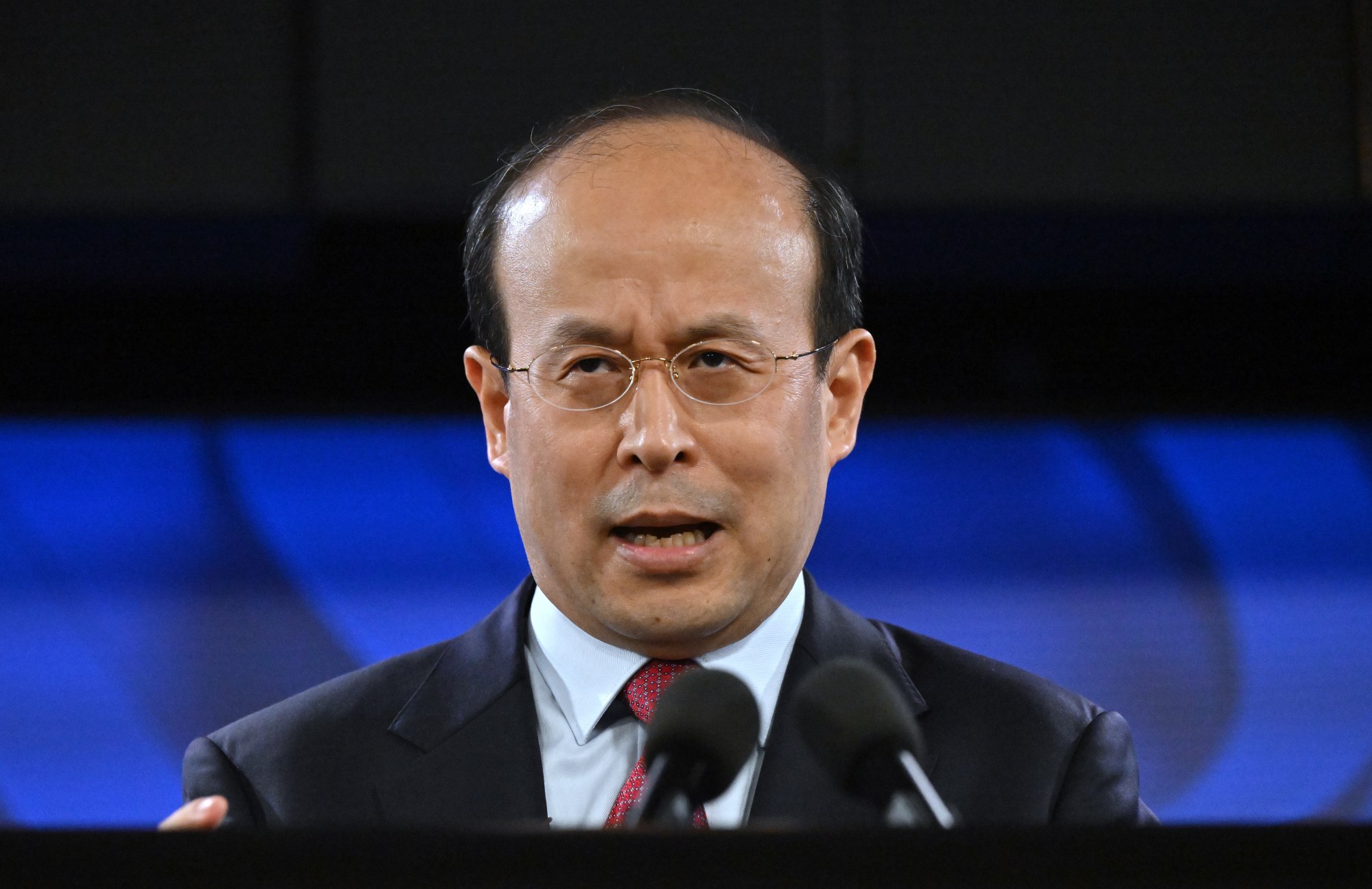 China’s ambassador to Australia Xiao Qian speaks in Canberra on August 10. Photo: EPA-EFE