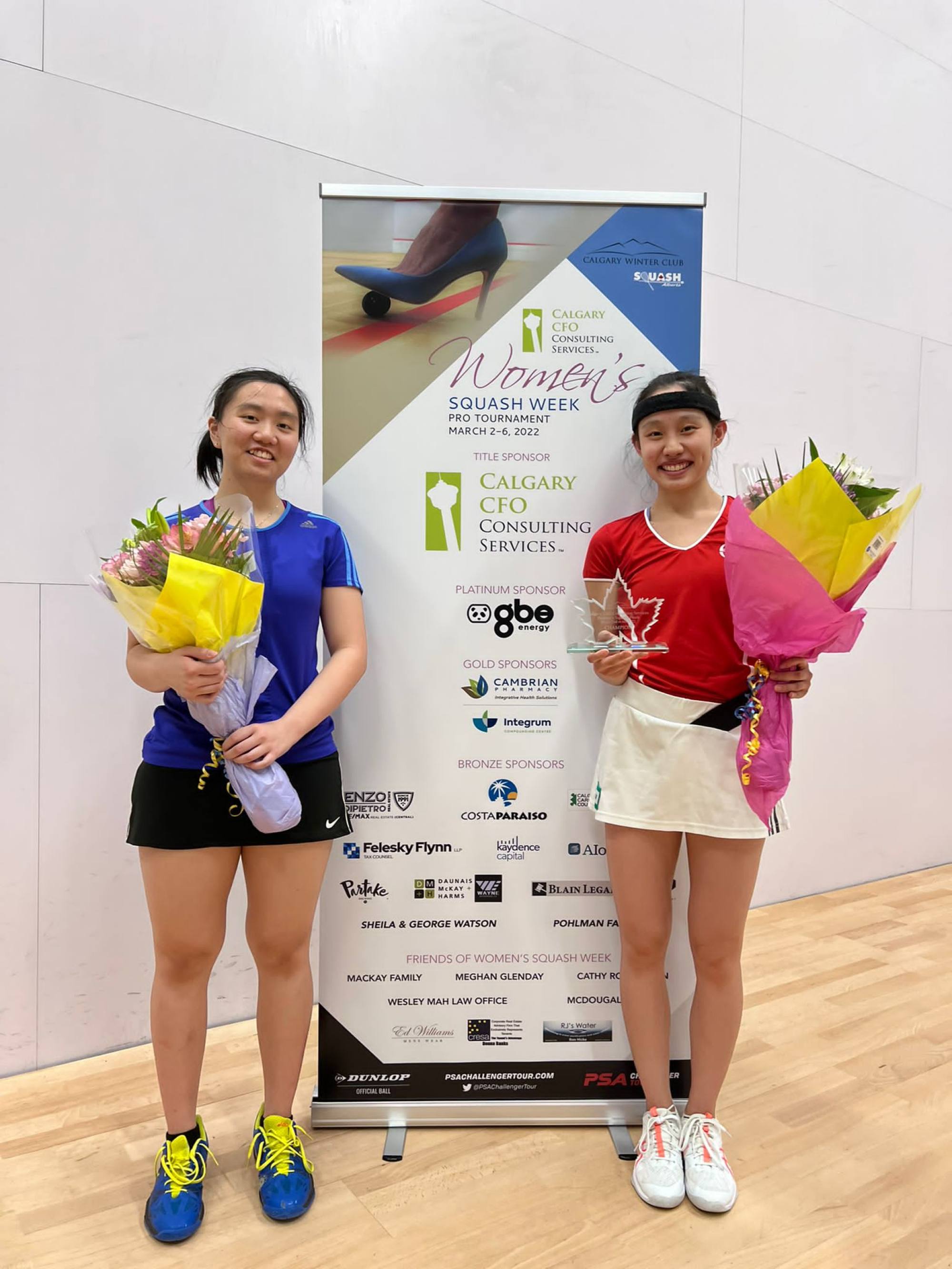 Ho Tse-lok (right) and Chan Sin-yuk are two upcoming players aiming for next year’s Asian Games. Photo: Hong Kong Squash