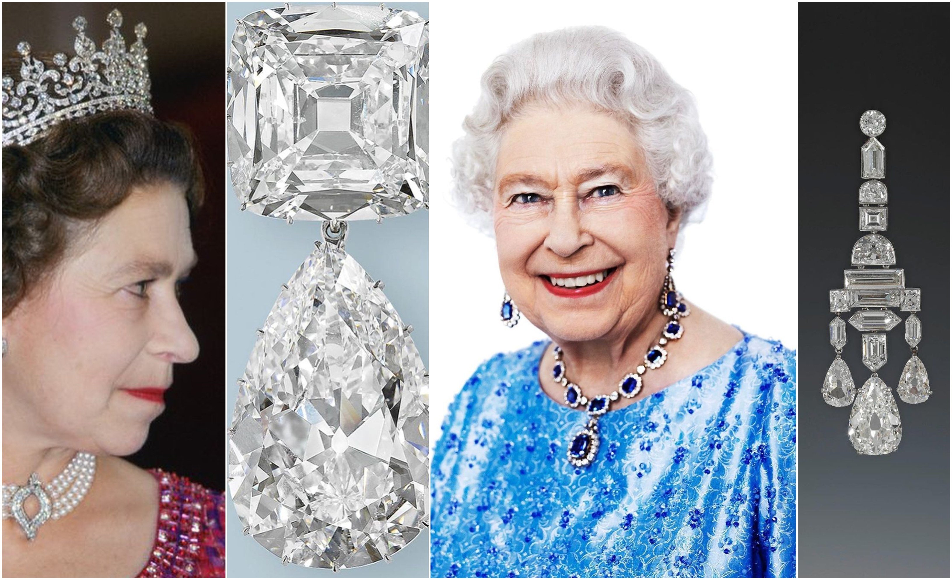 Queen Elizabeth’s most opulent jewellery pieces. Photos: Handouts, @britishroyaljewels/Instagram
