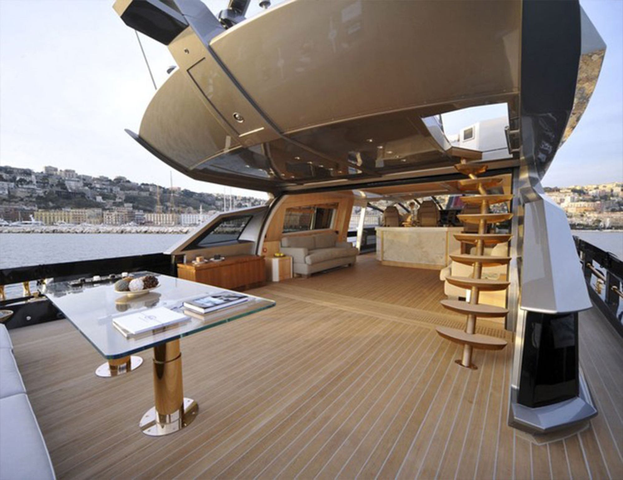 The luxury superyacht History Supreme reportedly has a wall feature composed of materials from meteors and authentic T-Rex bone. Photo: Stuart Hughes