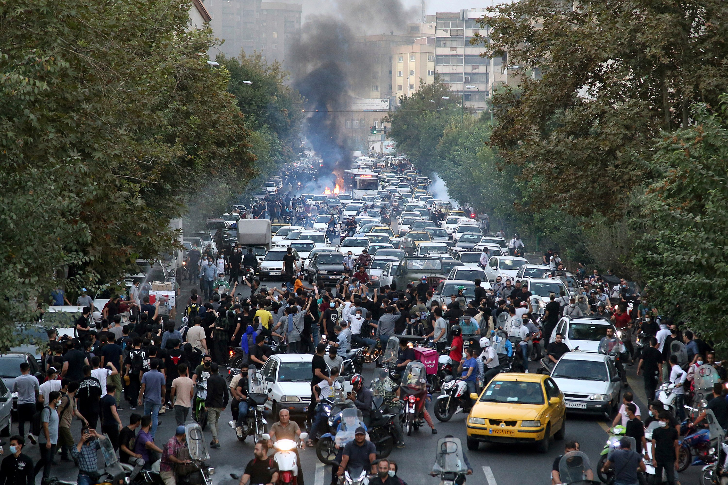 Protesters in downtown Tehran, Iran on Wednesday. Photo: AP