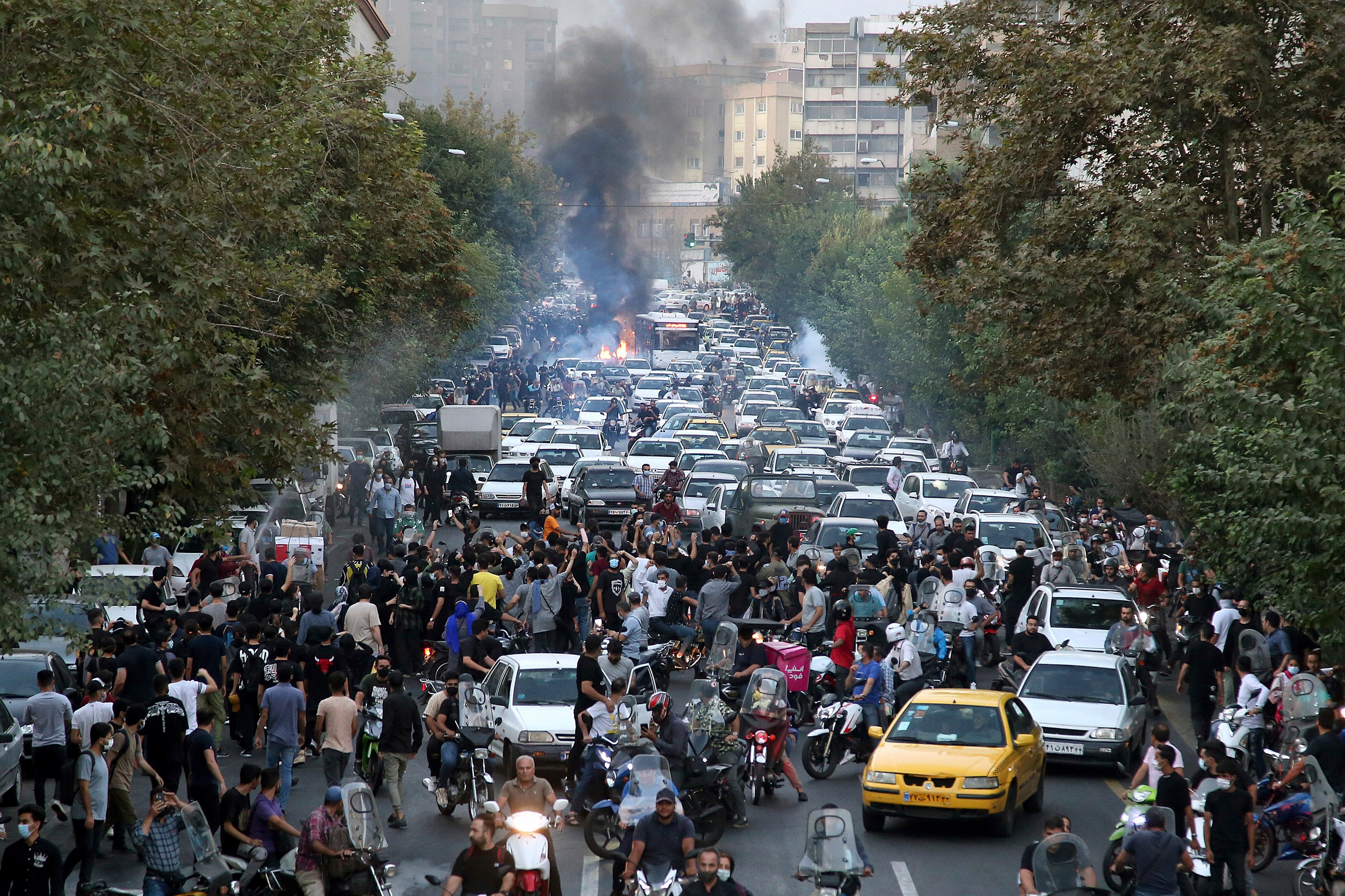Protesters in downtown Tehran, Iran on Wednesday. Photo: AP 