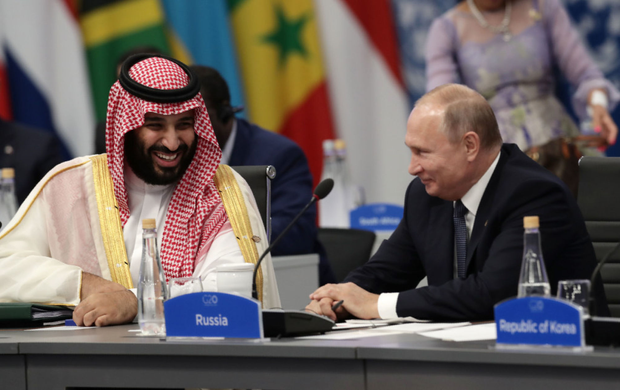 Saudi Arabia’s Crown Prince Mohammed bin Salman and Russia’s President Vladimir Putin attend the G20 Leaders’ Summit in Buenos Aires in November 2018. Photo: AFP