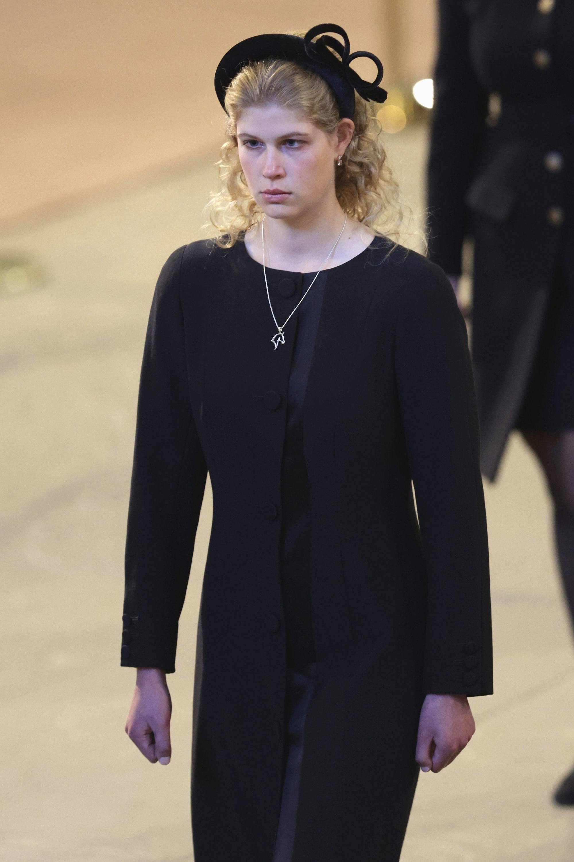 Lady Louise Windsor holds a vigil in honour of Queen Elizabeth, ahead of her funeral, on September 17. Photo: AP