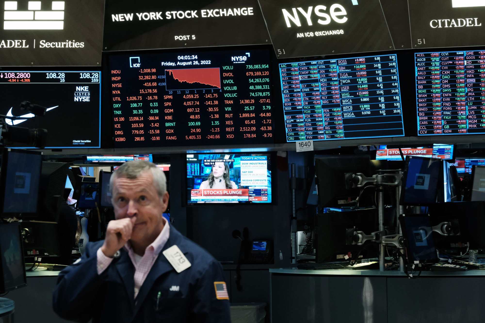 A trader works on the floor of the New York Stock Exchange (NYSE) in August 2022. The Fed will still have two more policy meetings this year. Photo: AFP